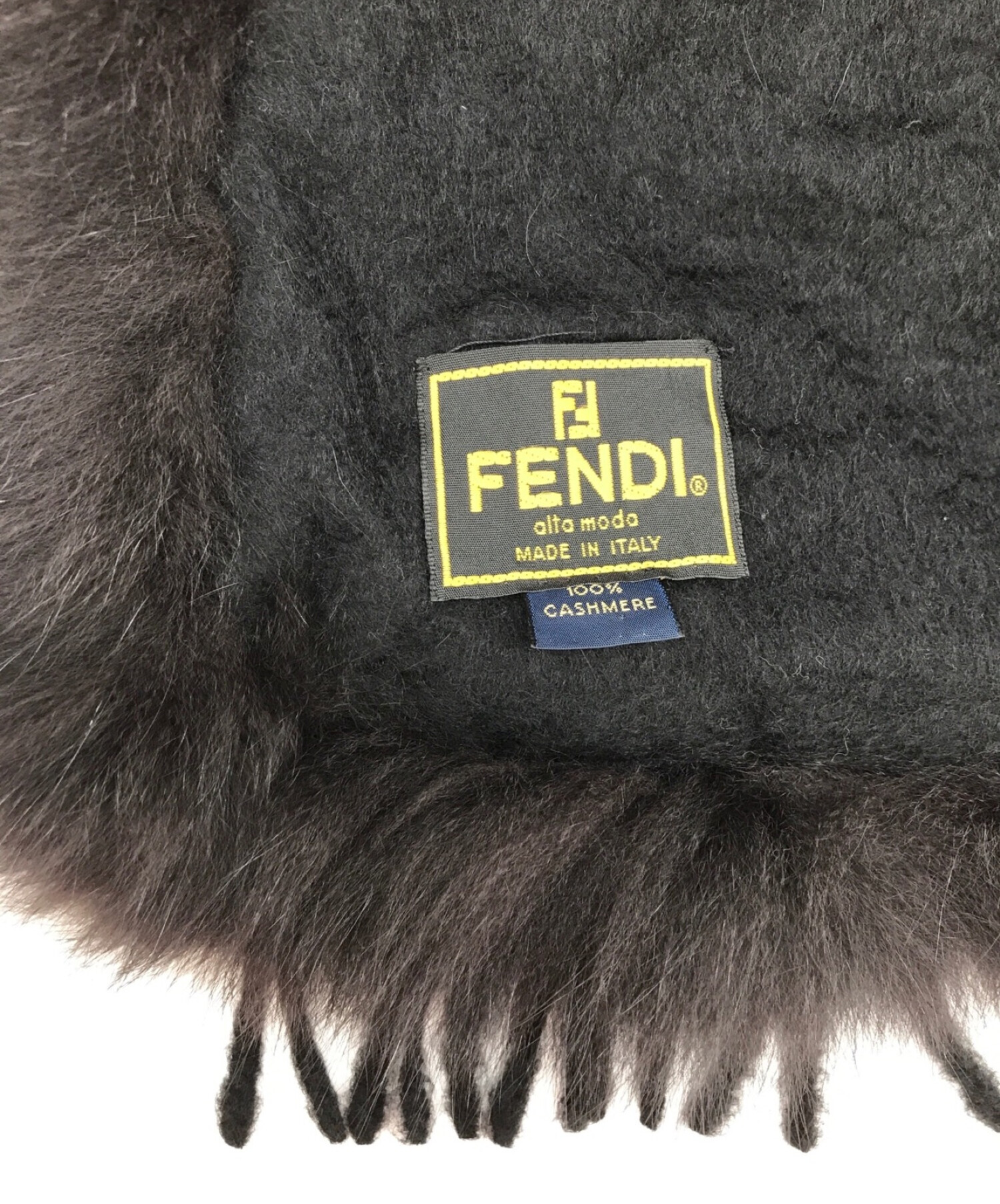 FENDI (フェンディ) カシミヤファーマフラー ブラック
