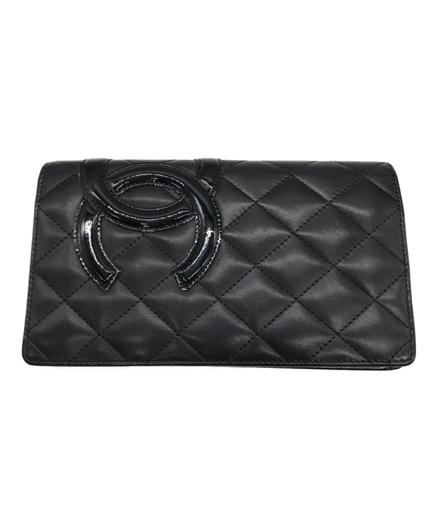 中古・古着通販】CHANEL (シャネル) ラムスキン長財布 ブラック サイズ