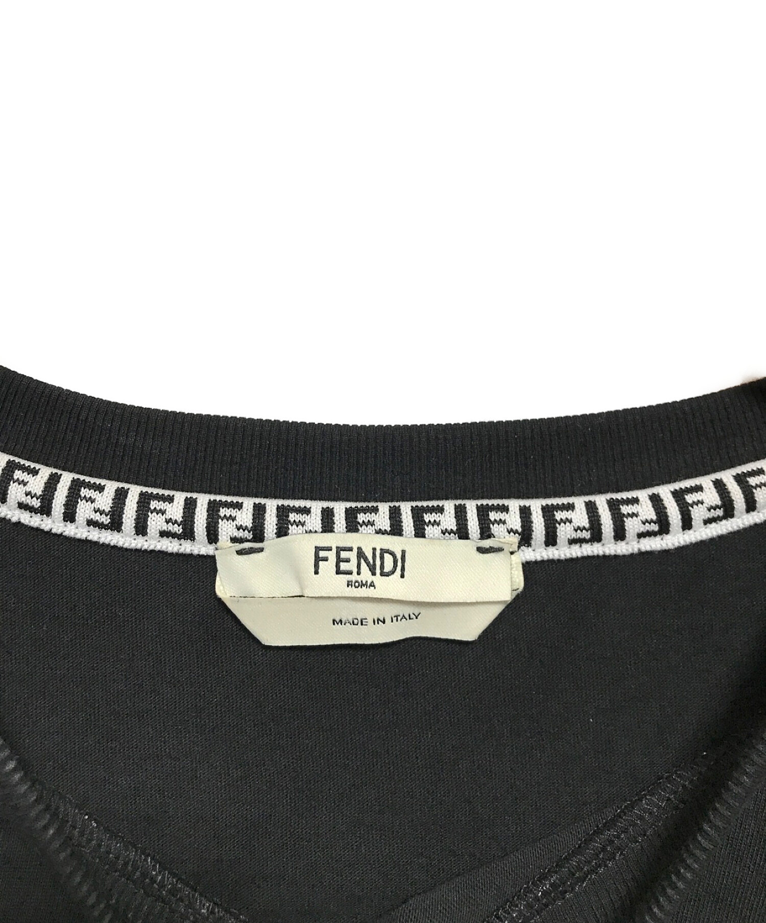 中古・古着通販】FENDI (フェンディ) 刺繍ロゴTシャツ ブラック サイズ