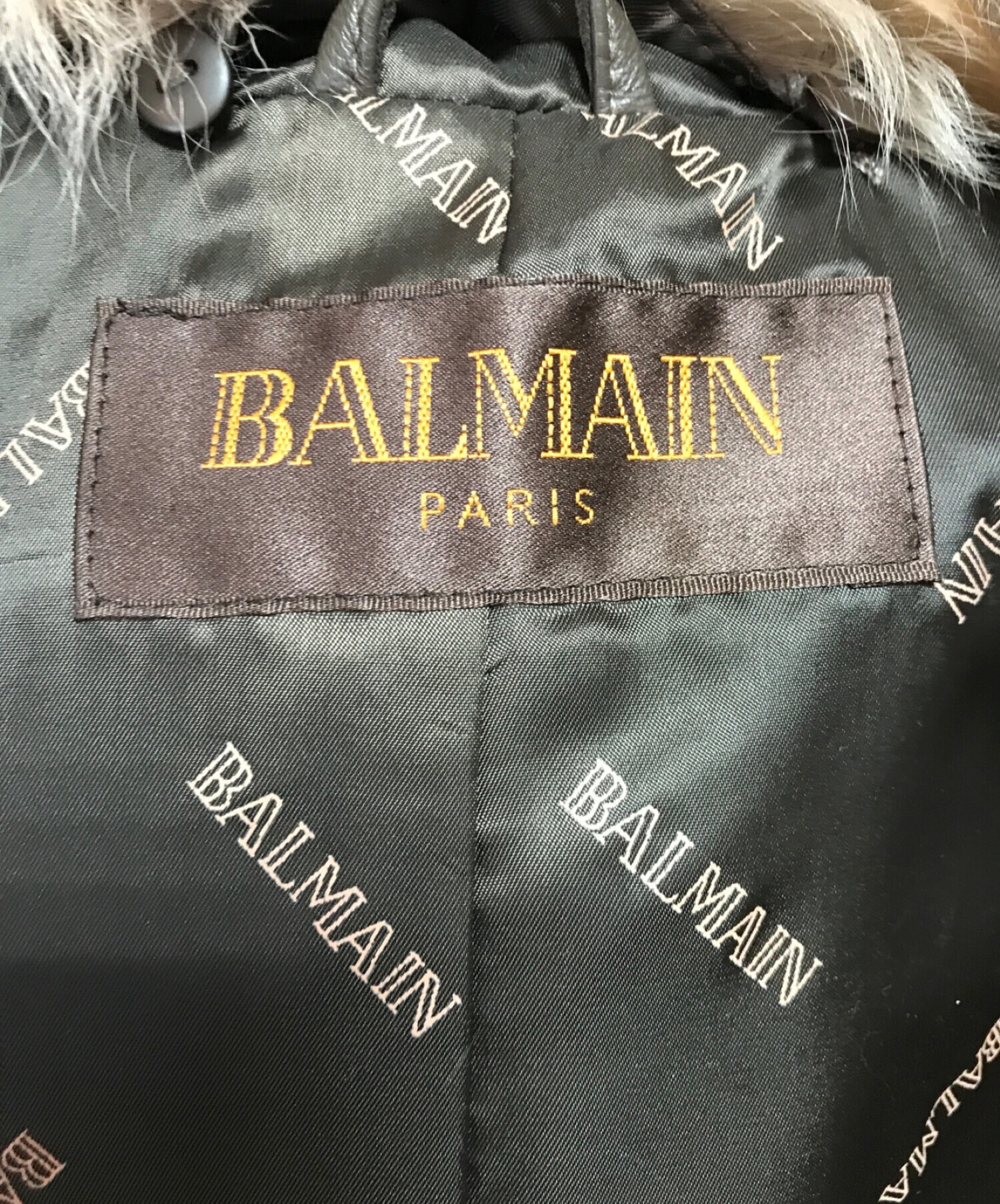 BALMAIN (バルマン) フォックスファーレザーコート ブラウン サイズ:SIZE 9 下記参照