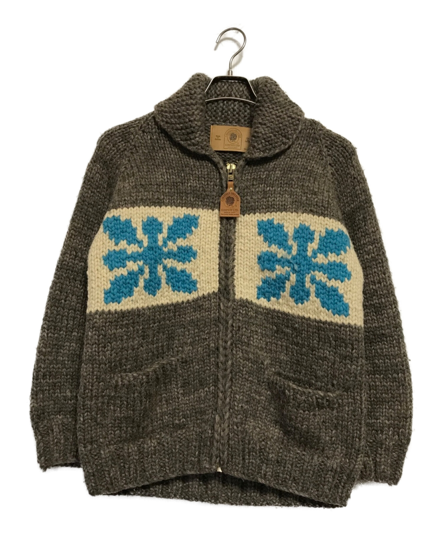 CANADIAN SWEATER (カナディアンセーター) カウチンニットカーディガン　ニットジャケット　ジップジャケット　ブラウン　 グレー  サイズ:下記参照