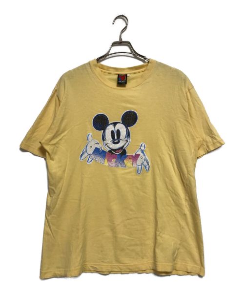 ヴィンテージ刺繍ロゴディズニーTシャツ　イエローXL Disney logo Tアメトイ