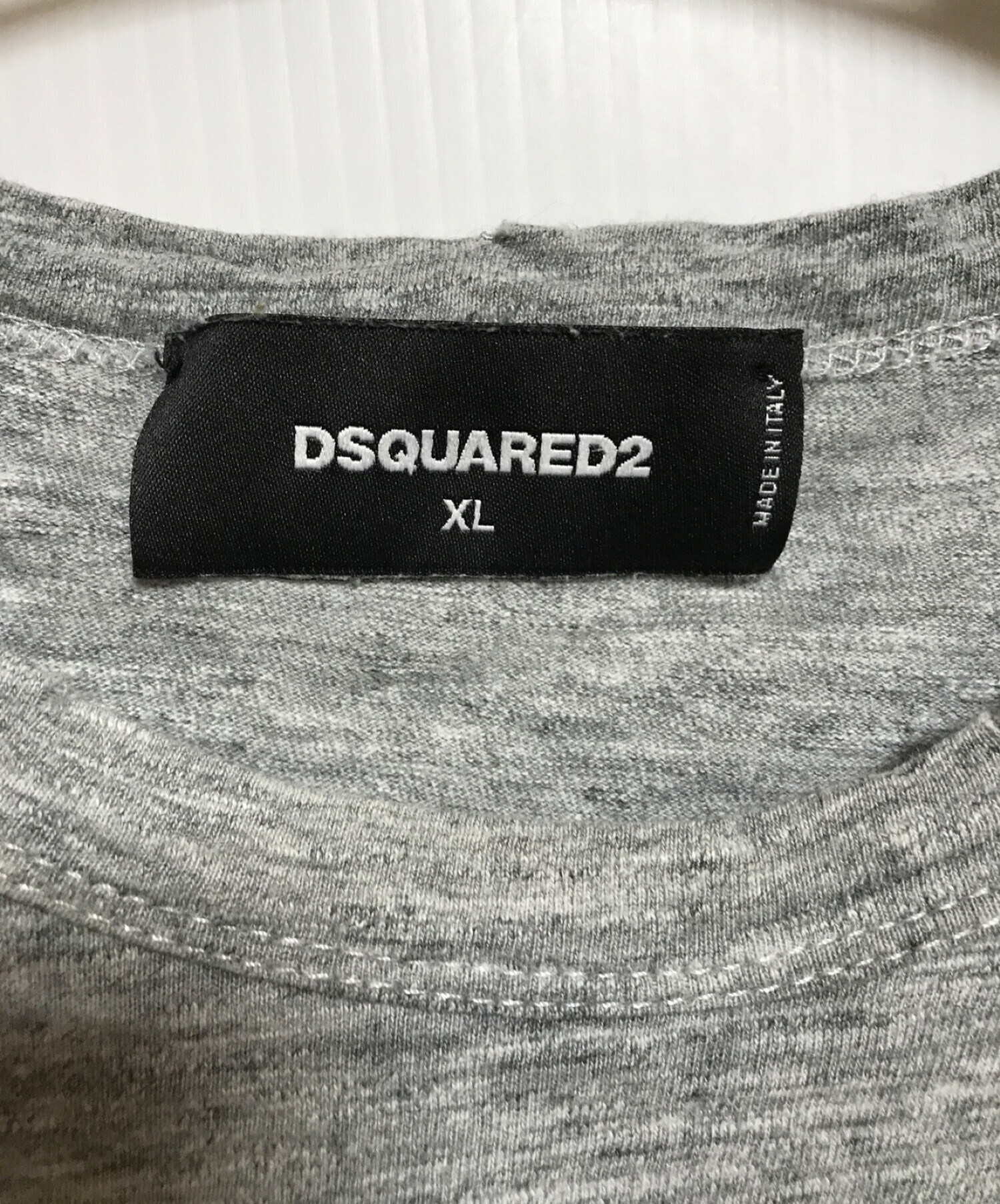 DSQUARED2 (ディースクエアード) ダメージ加工プリントTシャツ グレー サイズ:XL