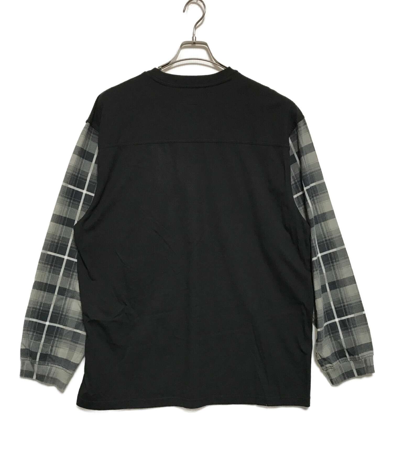 SUPREME (シュプリーム) plaid sleeve l/s top ブラック×グレー サイズ:XL(下記参照)