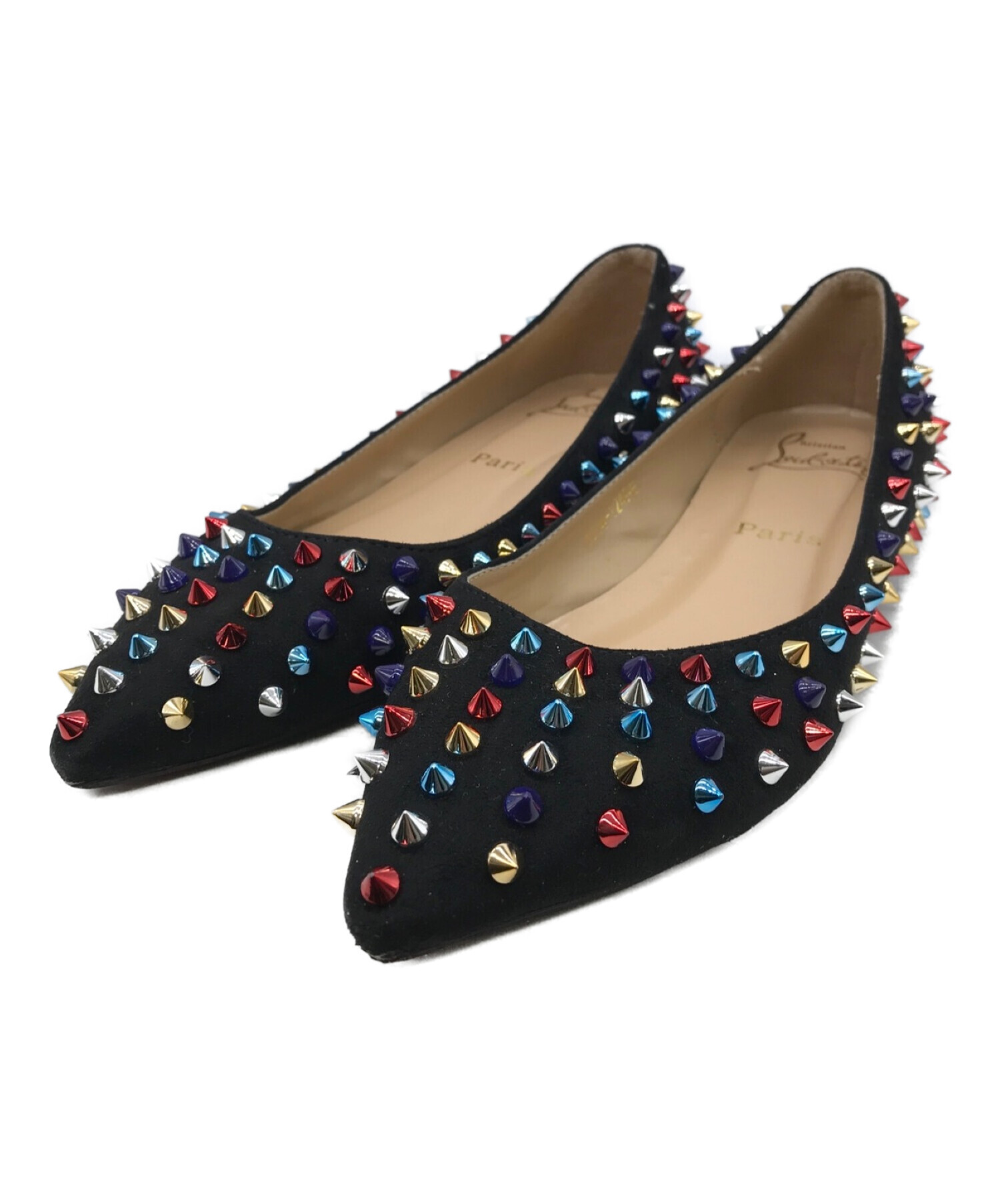 Christian Louboutin (クリスチャン・ルブタン) マルチスタッズフラットシューズ マルチカラー サイズ:SIZE 38