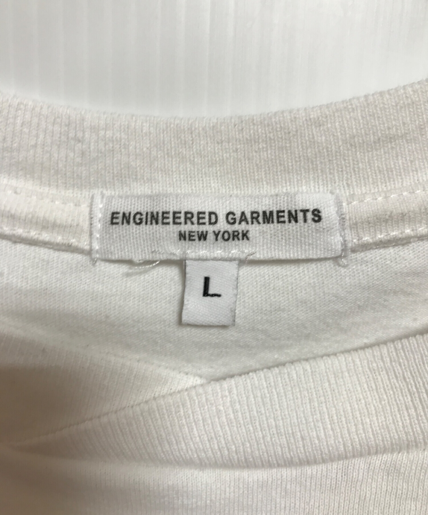 Engineered Garments (エンジニアードガーメンツ) Print Cross Crew Neck T-Shirt ホワイト サイズ:L