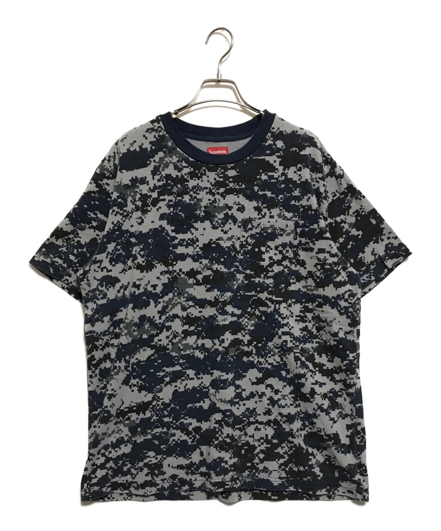 SUPREME (シュプリーム) S/S Pocket Tee Navy Digi Camo グレー×ブルー サイズ:L