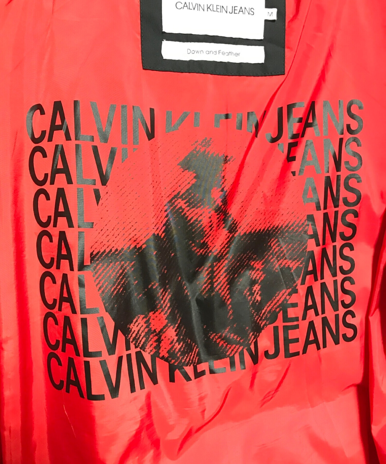 Calvin Klein Jeans (カルバンクラインジーンズ) オーバーサイズ ロゴ ダウン ジャケット ブラック サイズ:M