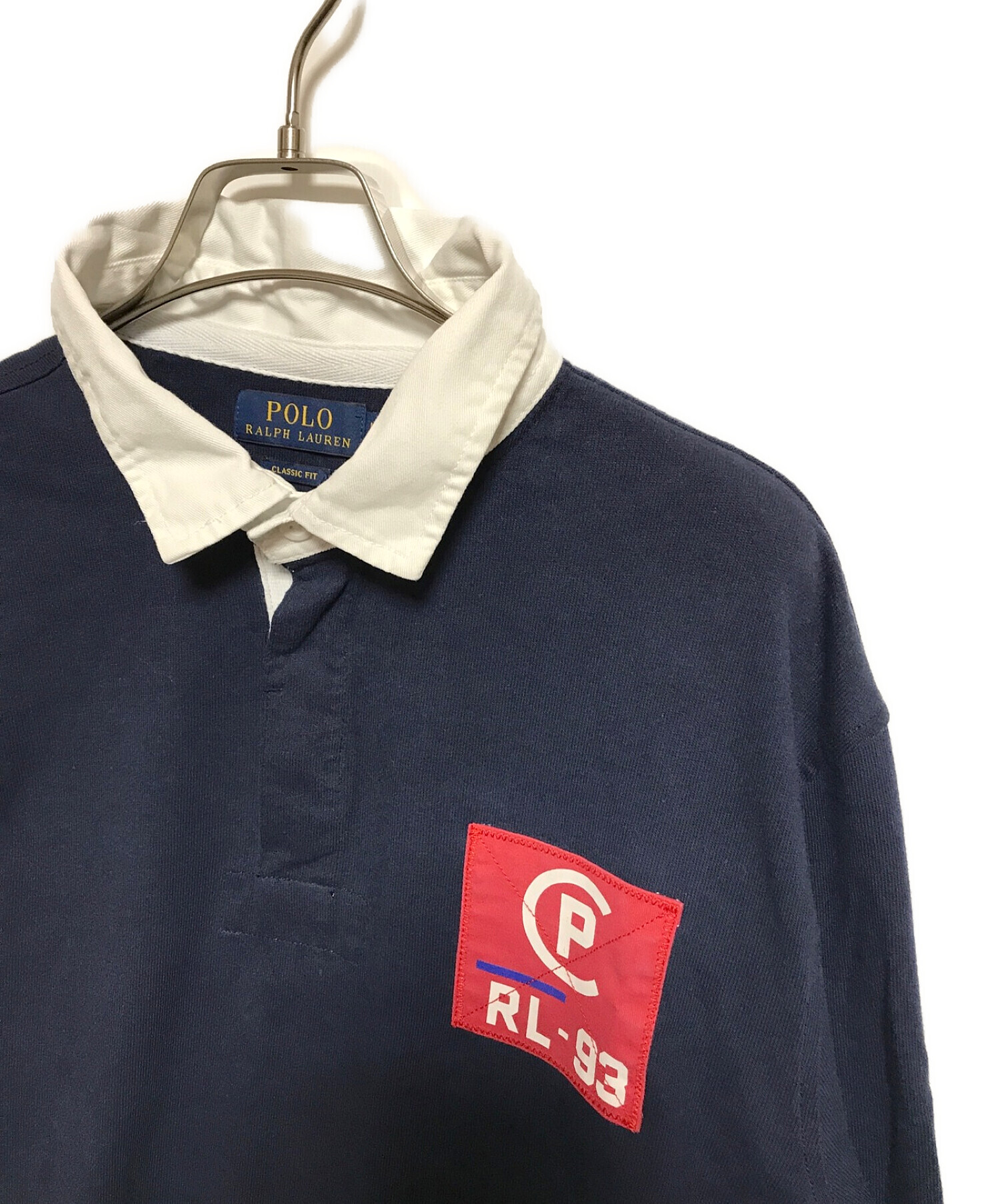 POLO RALPH LAUREN (ポロ・ラルフローレン) ラグビーシャツ ネイビー×レッド サイズ:Ｌ