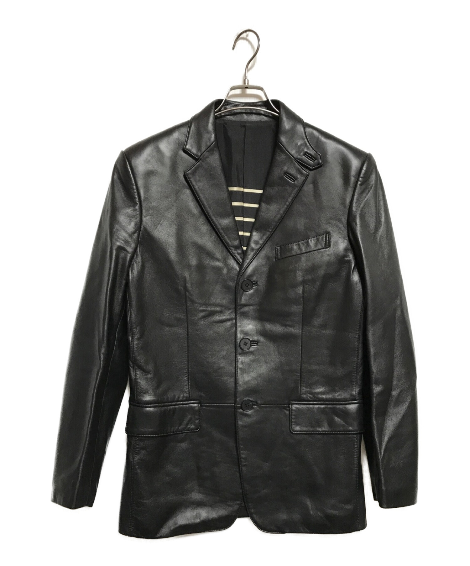 Jean Paul Gaultier homme (ジャンポールゴルチェオム) レザーテーラードジャケット ブラック サイズ:SIZE48