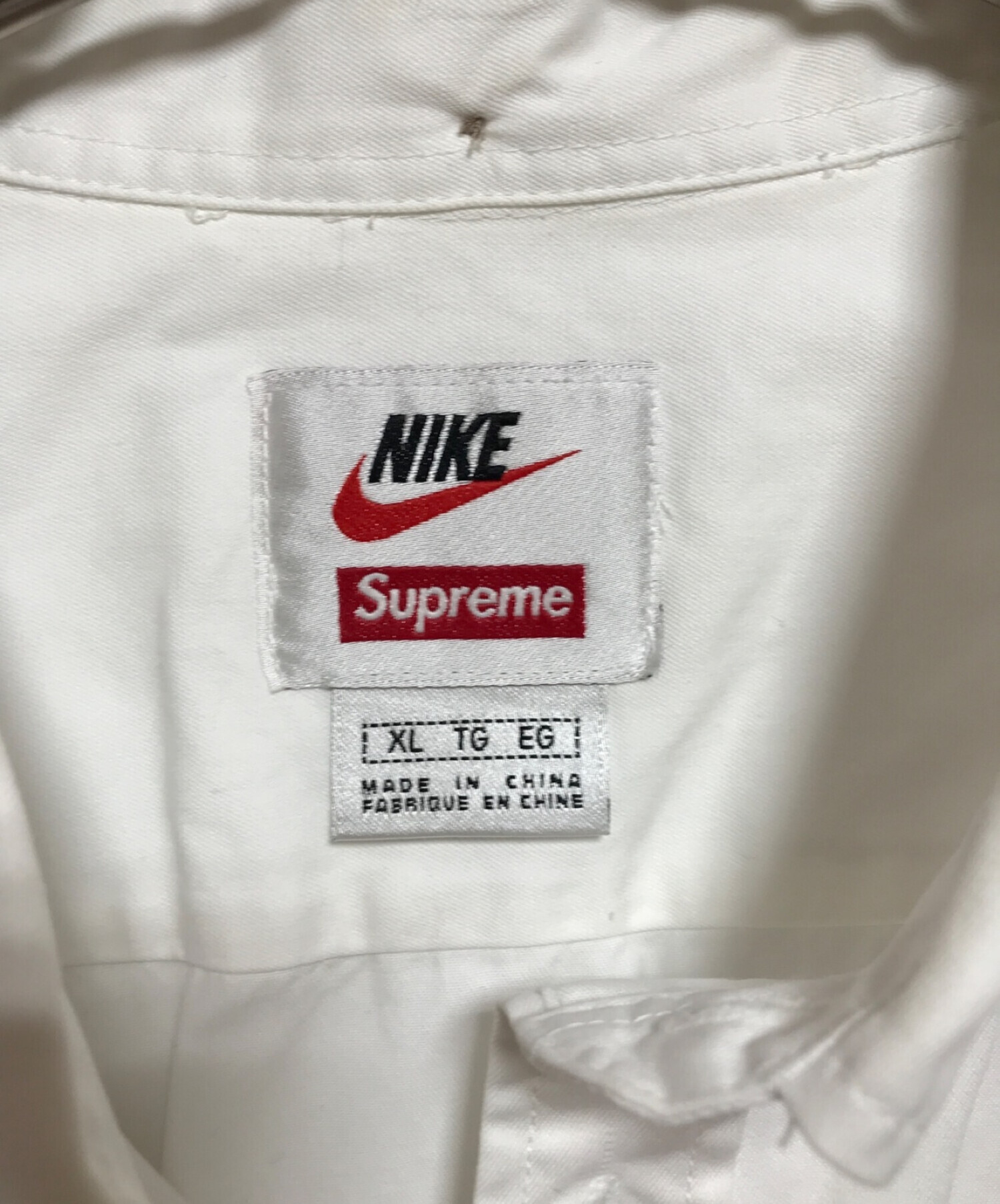 NIKE (ナイキ) SUPREME (シュプリーム) Cotton Twill Shirt ホワイト サイズ:XL(下記参照)