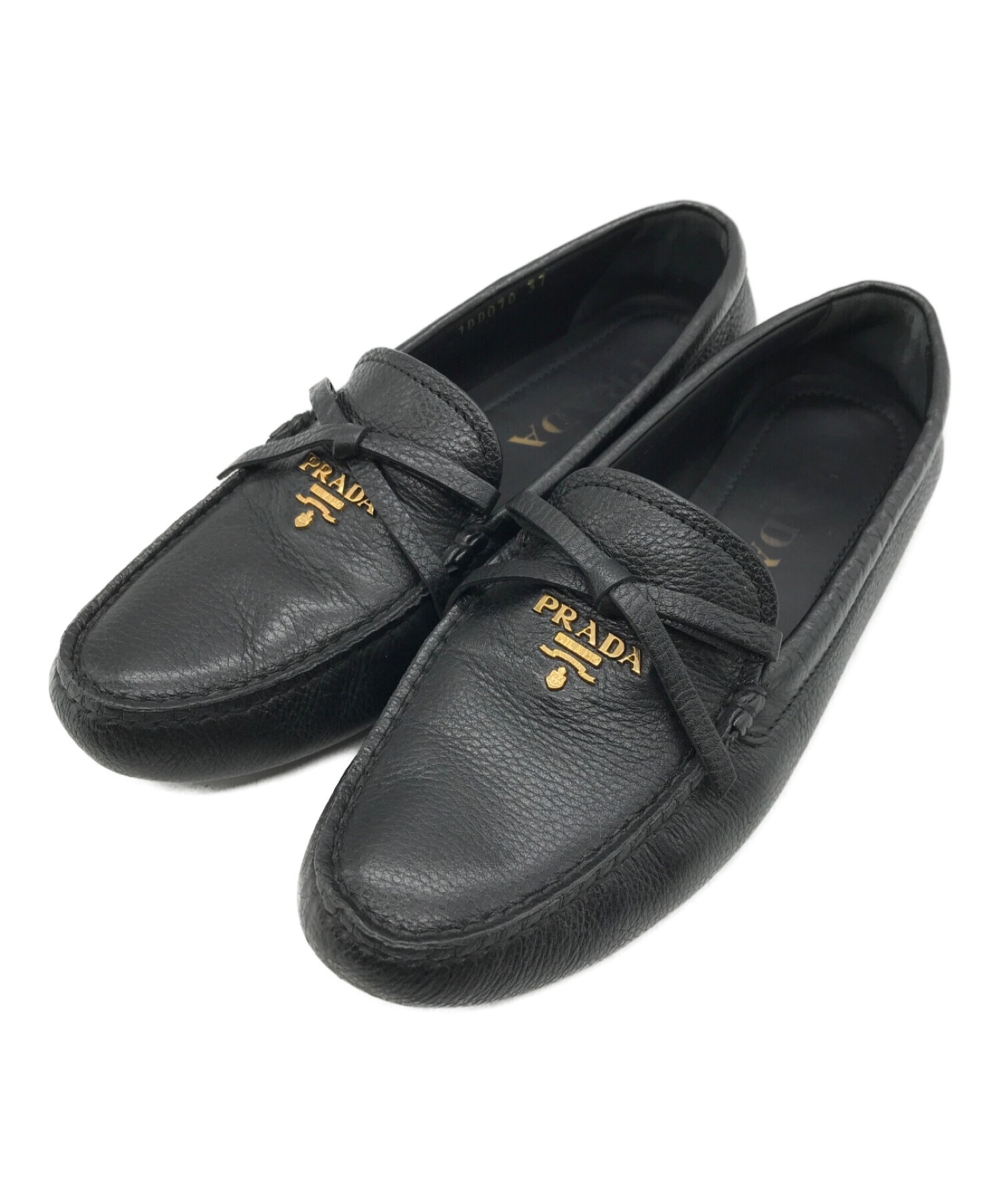 PRADA (プラダ) モカシンシューズ ブラック サイズ:SIZE37