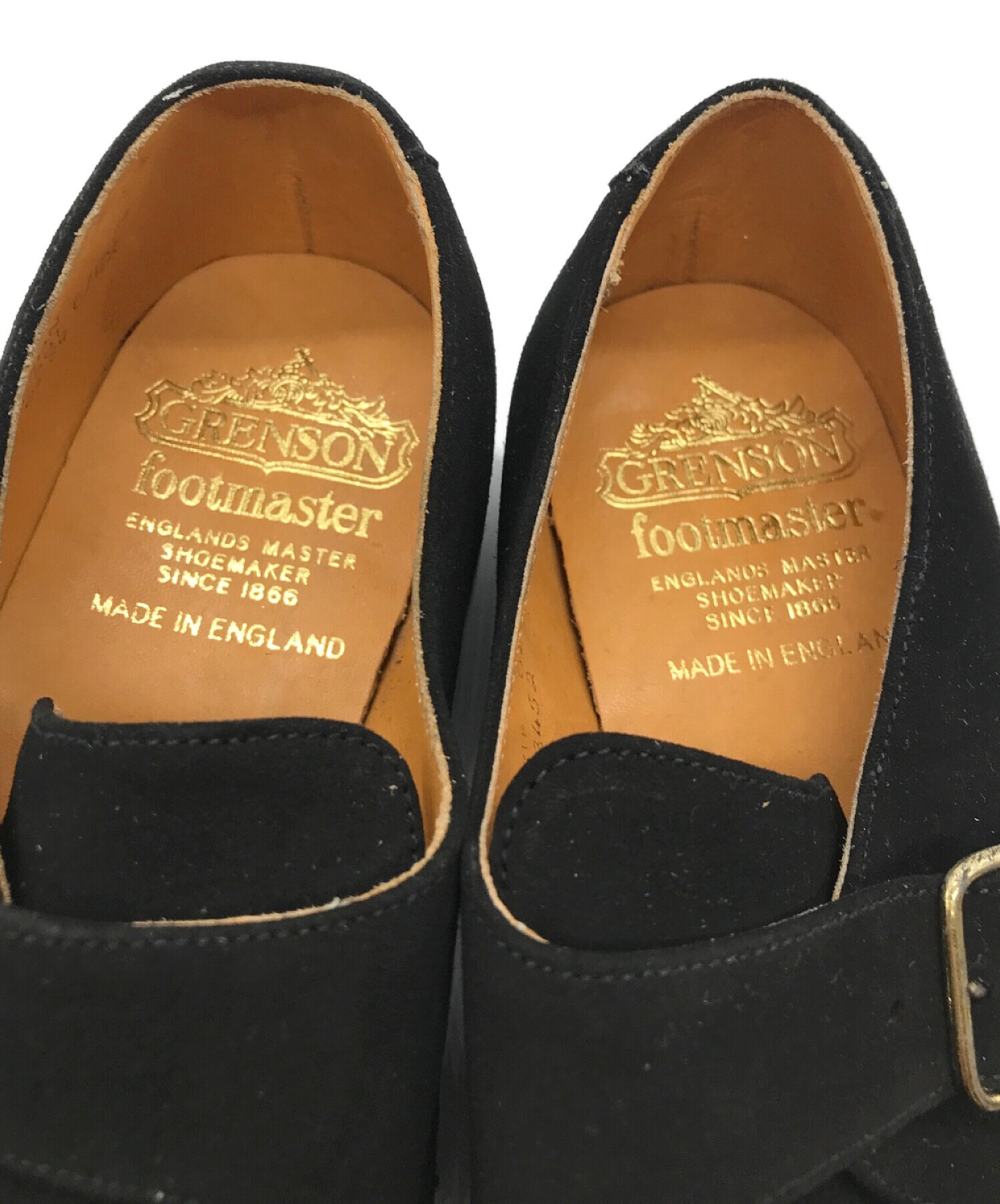 GRENSON (グレンソン) シングルモンクスウェードシューズ ブラック サイズ:SIZE6/EX