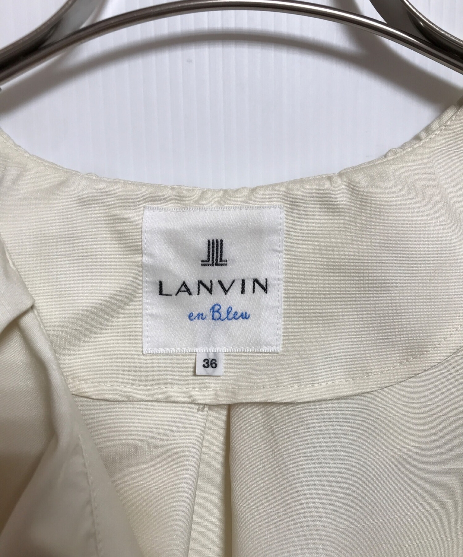 LANVIN en Bleu (ランバンオンブルー) フロントリボンコート アイボリー サイズ:SIZE38