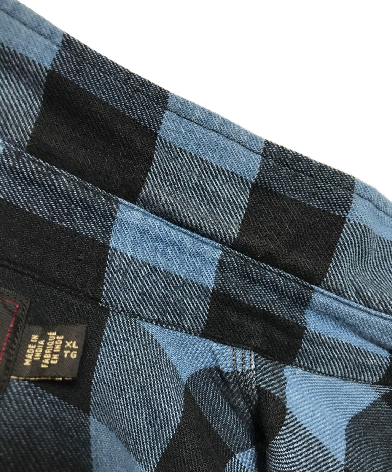 RRL (ダブルアールエル) Ron Herman (ロンハーマン) ブロックチェックシャツ ブルー×ブラック サイズ:XL