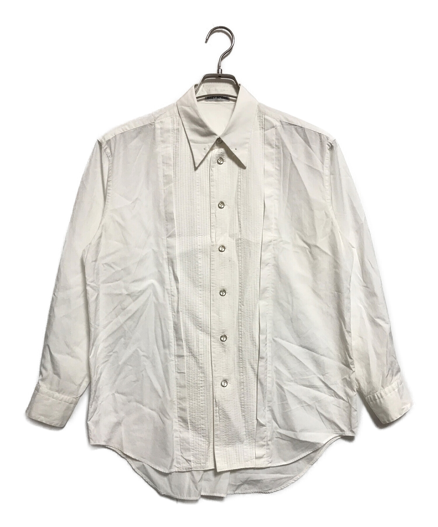 ISSEY MIYAKE (イッセイミヤケ) フロントプリーツシャツ ホワイト サイズ:M