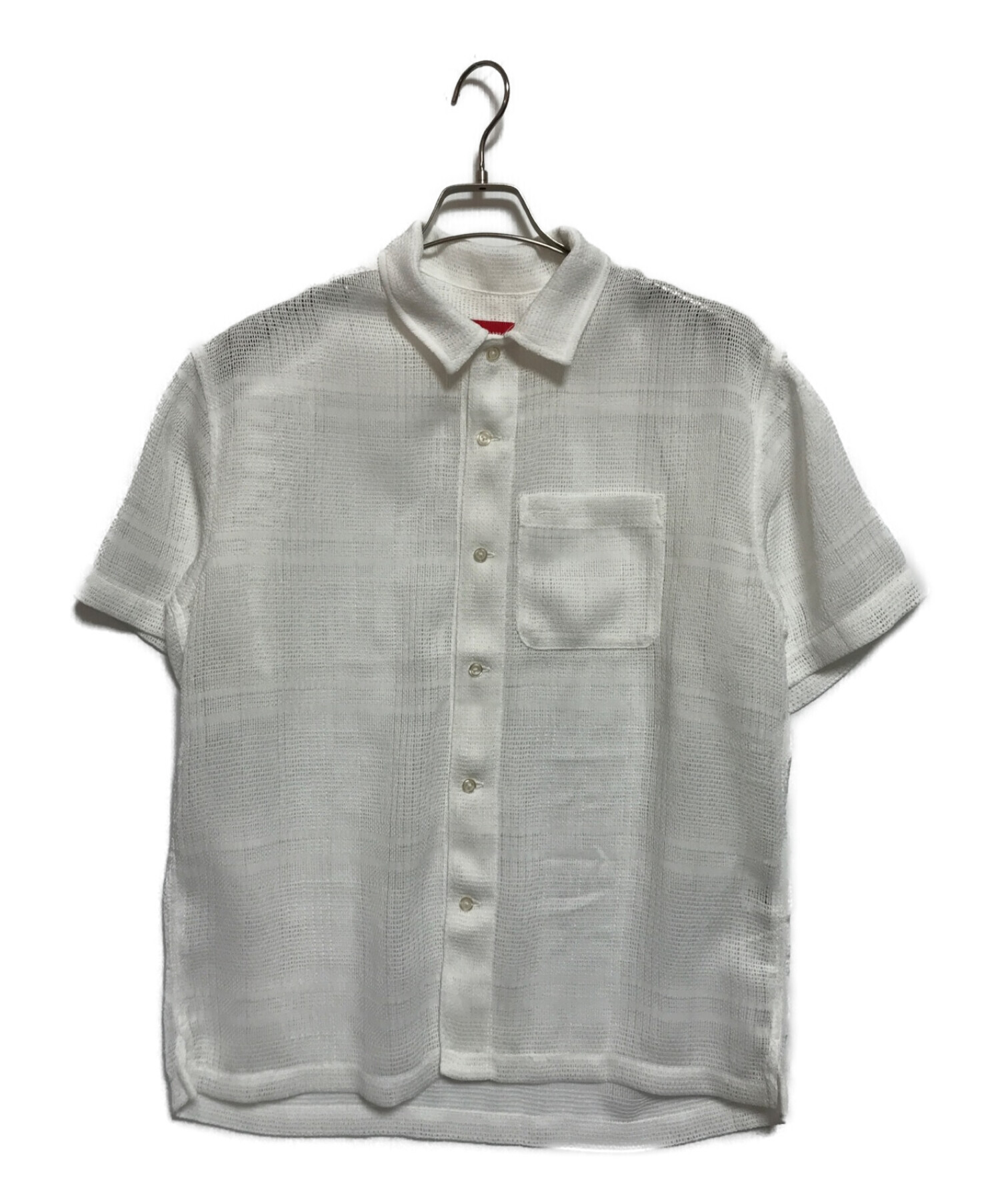 SUPREME (シュプリーム) Mesh Stripe S/S Shirt ホワイト サイズ:S