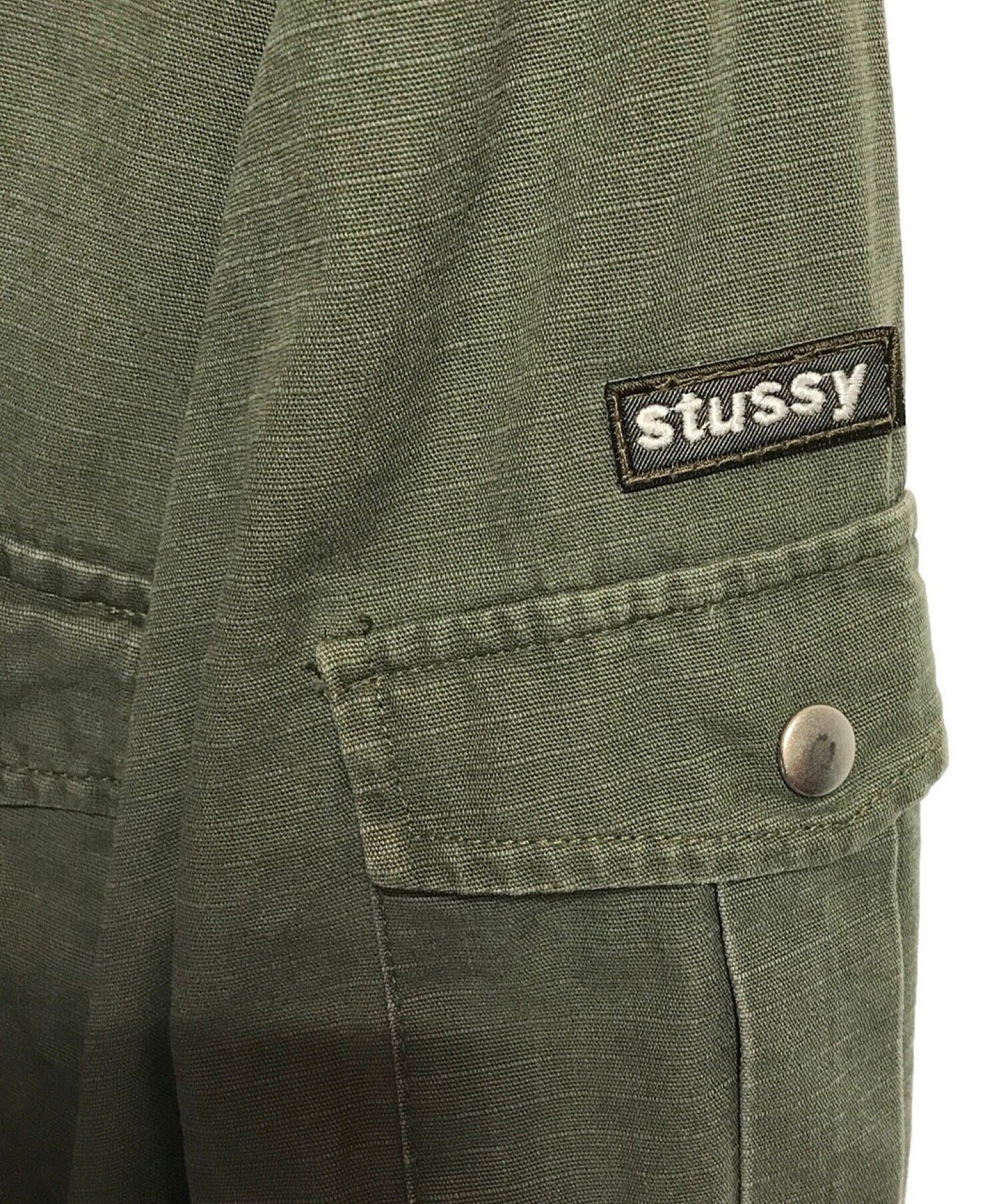 stussy (ステューシー) 90‘Sリップストップミリタリーシャツ グリーン サイズ:XL