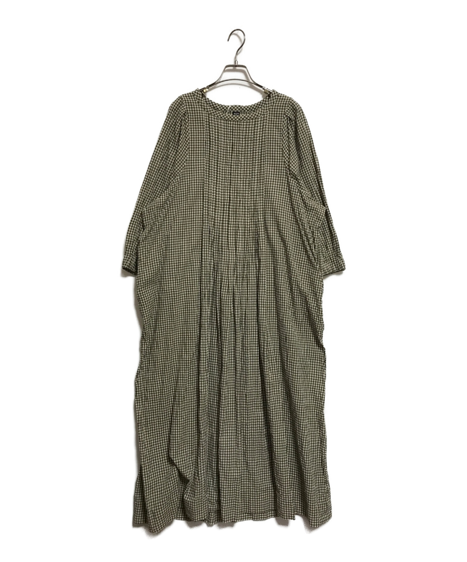 45R (フォーティーファイブアール) 秋風カディのドレス グリーン×アイボリー サイズ:SIZE00