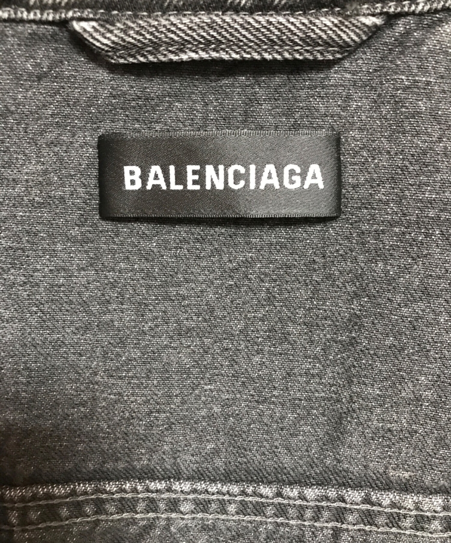 BALENCIAGA (バレンシアガ) ダメージ加工バックロゴデニムジャケット グレー サイズ:SIZE46