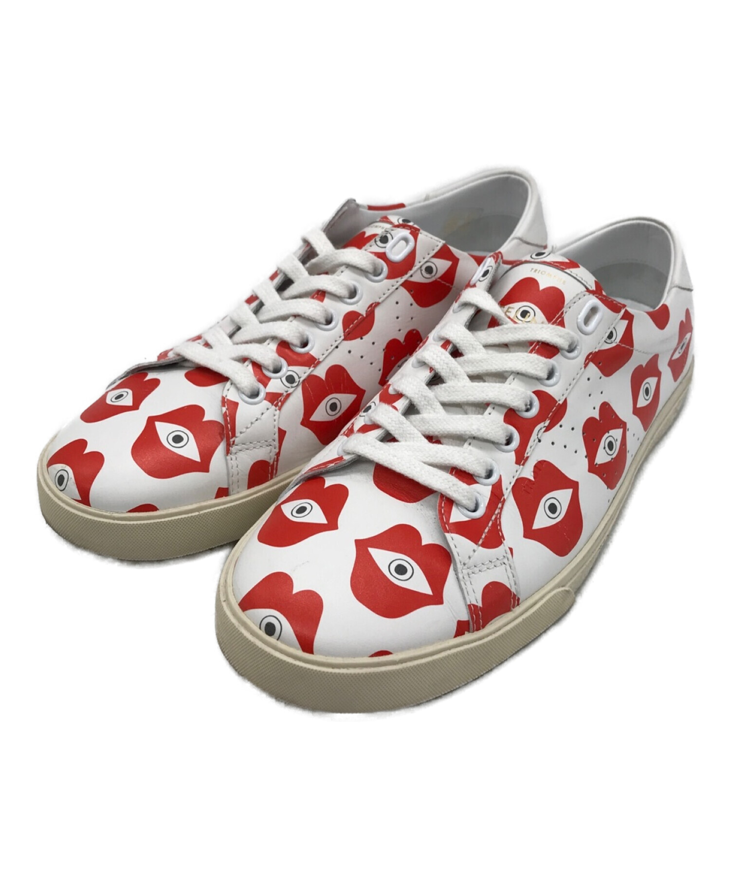 中古・古着通販】CELINE (セリーヌ) White Leather Red Lips Low Top