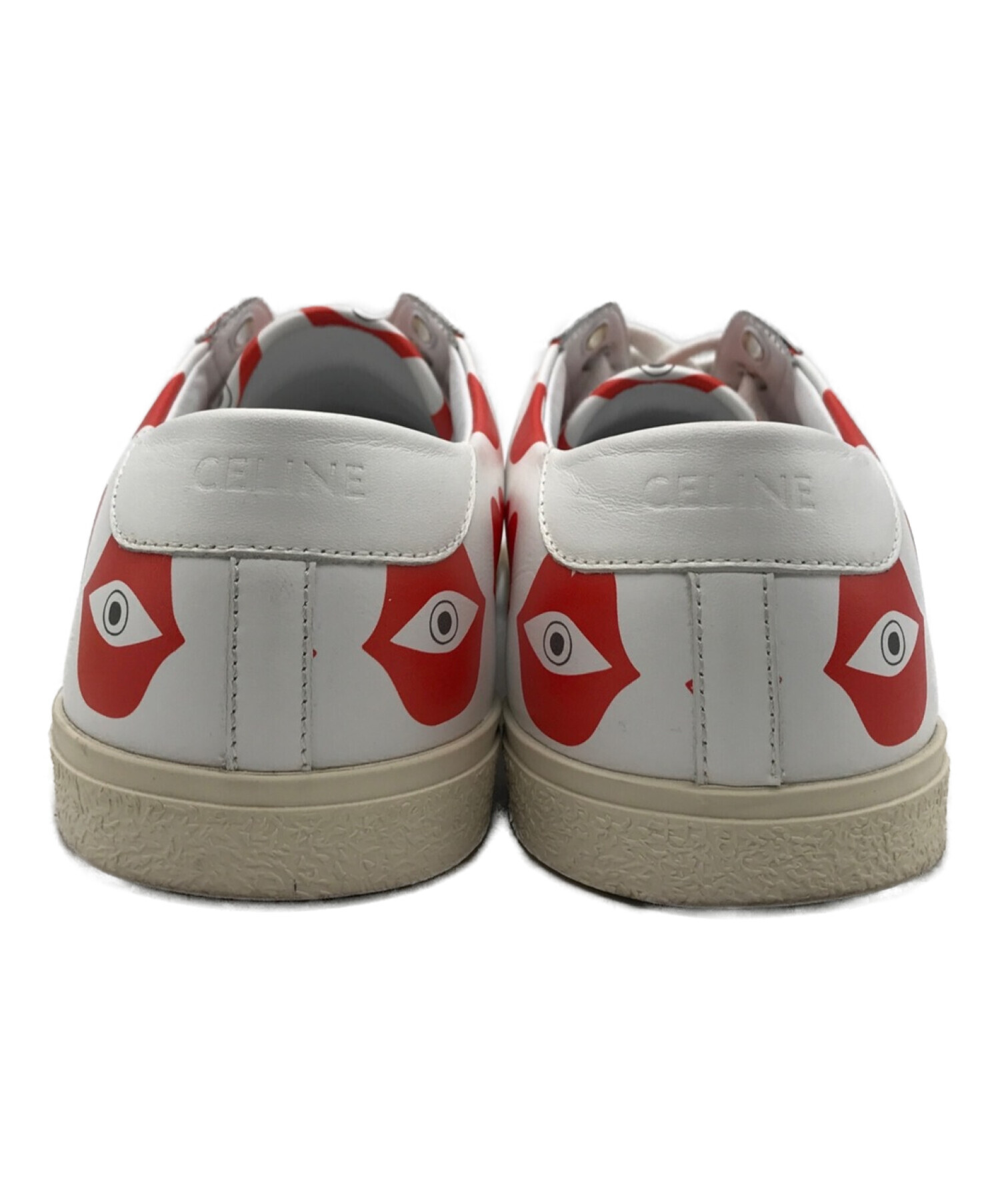 中古・古着通販】CELINE (セリーヌ) White Leather Red Lips Low Top