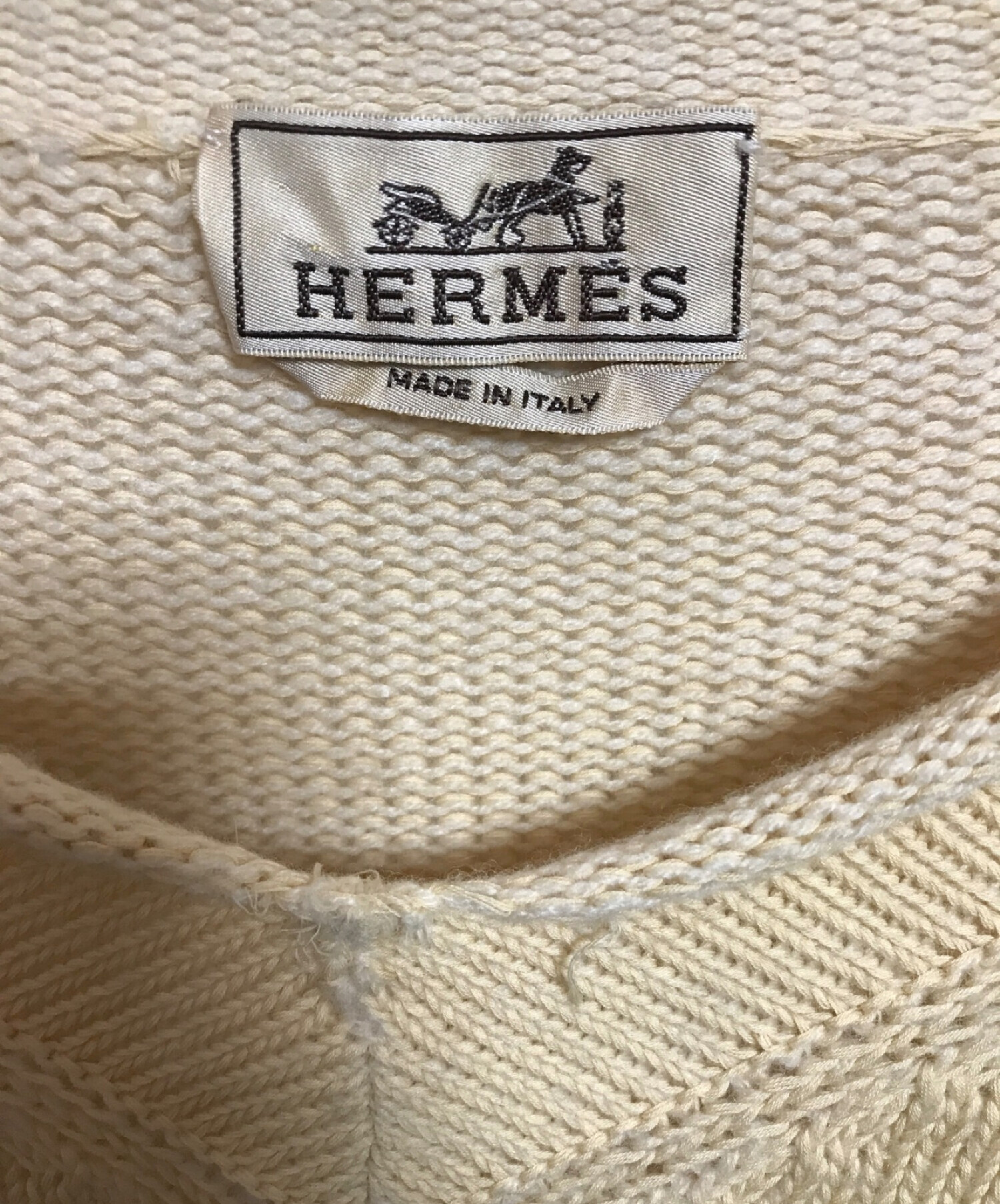 中古・古着通販】HERMES (エルメス) ケーブルニット アイボリー サイズ