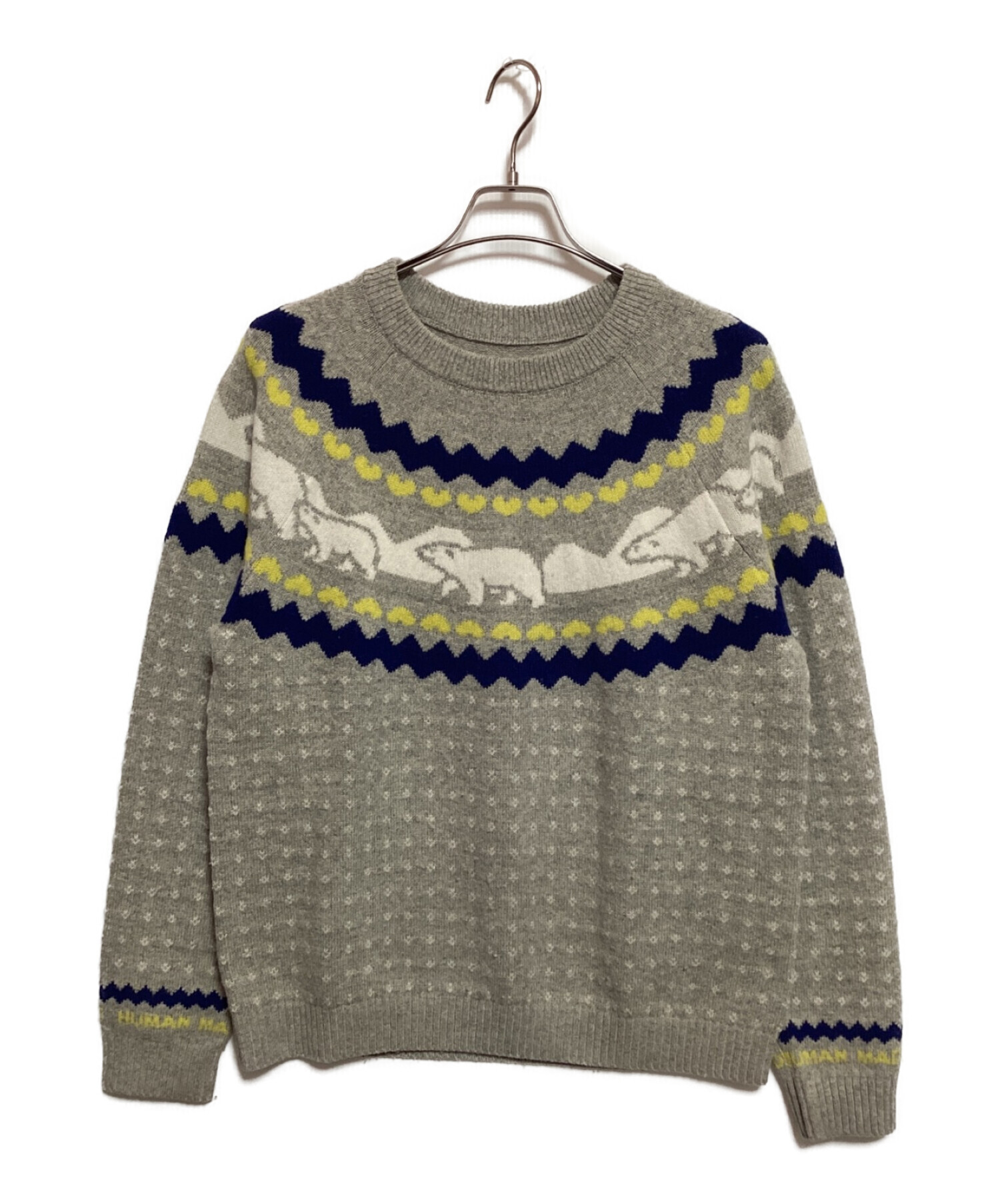 中古・古着通販】HUMAN MADE (ヒューマンメイド) Nordic Jacqurd Knit Sweater グレー×イエロー サイズ:L｜ブランド・古着通販  トレファク公式【TREFAC FASHION】スマホサイト