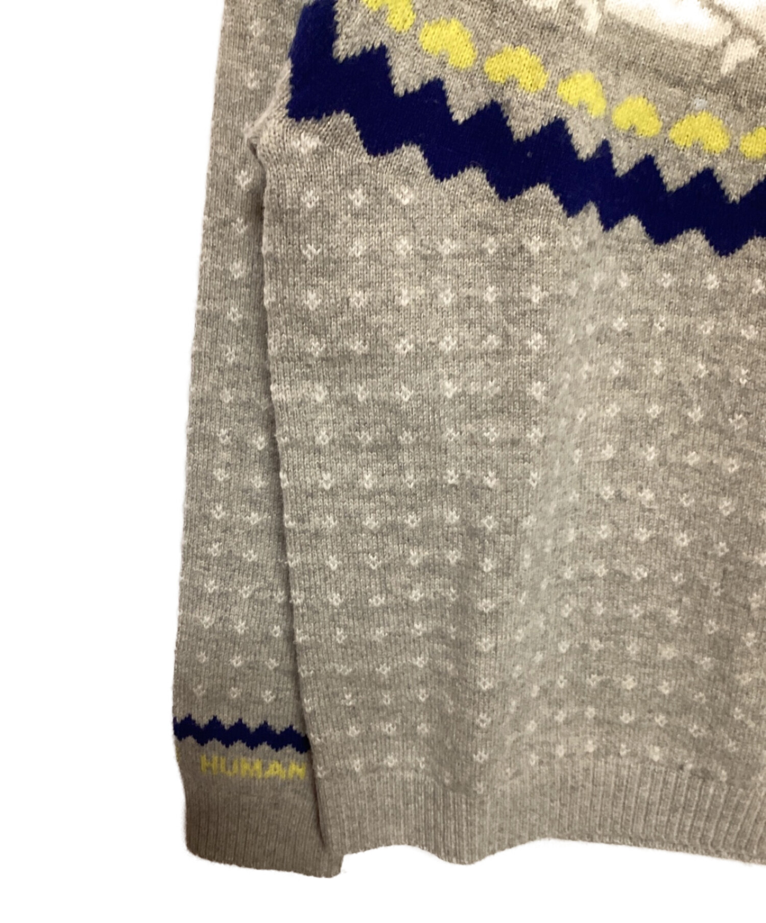 中古・古着通販】HUMAN MADE (ヒューマンメイド) Nordic Jacqurd Knit Sweater グレー×イエロー サイズ:L｜ブランド・古着通販  トレファク公式【TREFAC FASHION】スマホサイト