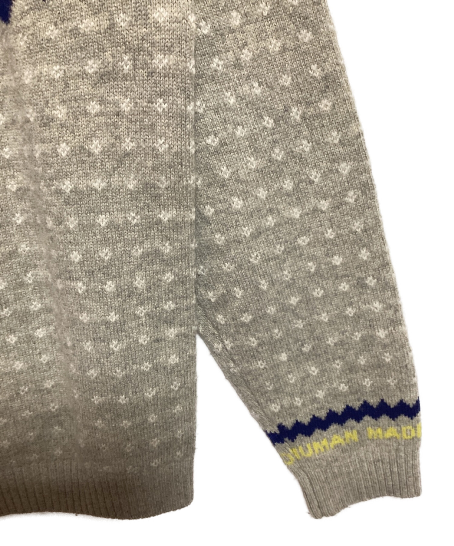 中古・古着通販】HUMAN MADE (ヒューマンメイド) Nordic Jacqurd Knit Sweater グレー×イエロー サイズ:L｜ブランド・古着通販  トレファク公式【TREFAC FASHION】スマホサイト