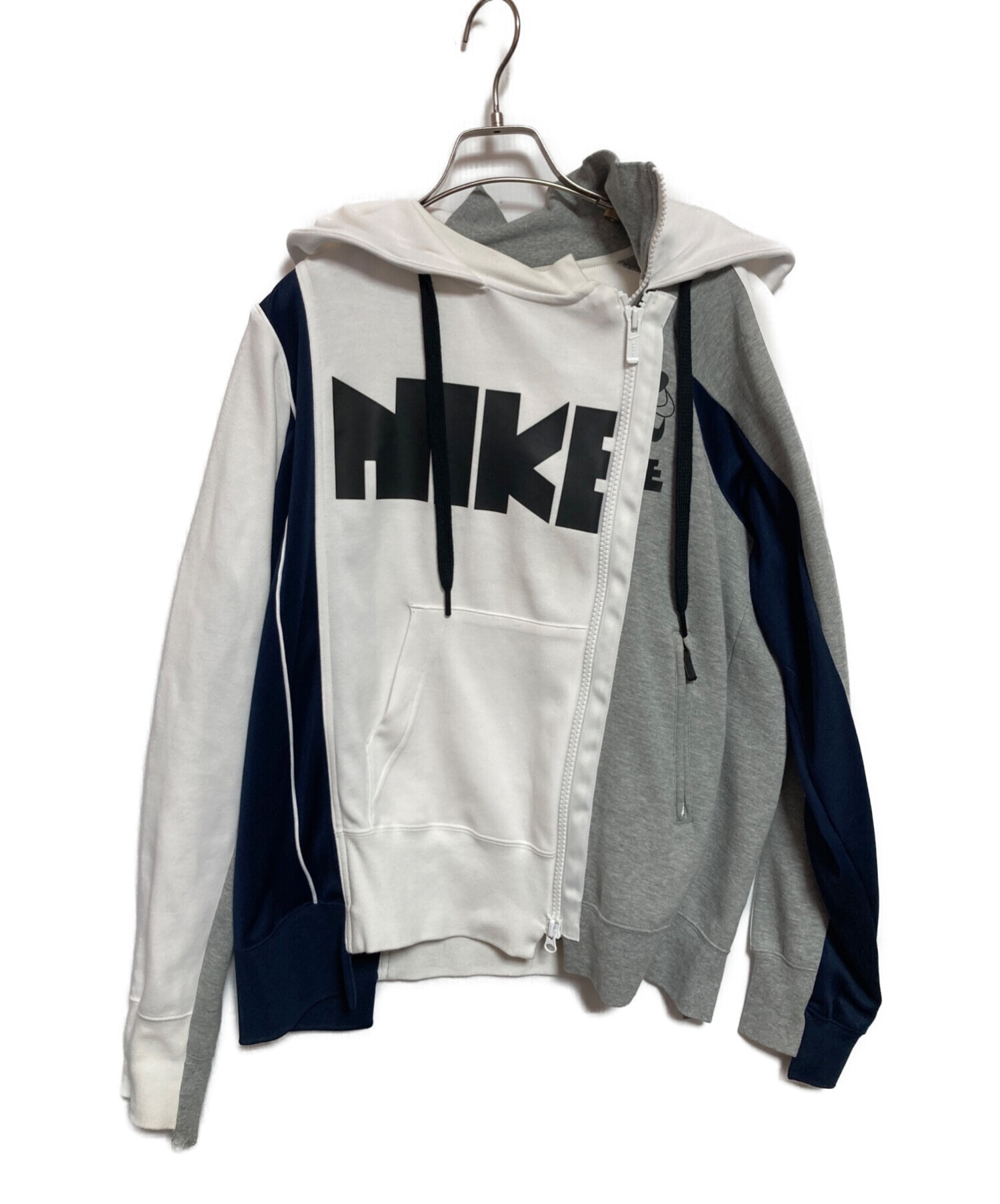 NIKE (ナイキ) sacai (サカイ) Double-Zip Hoodie ホワイト×グレー サイズ:M