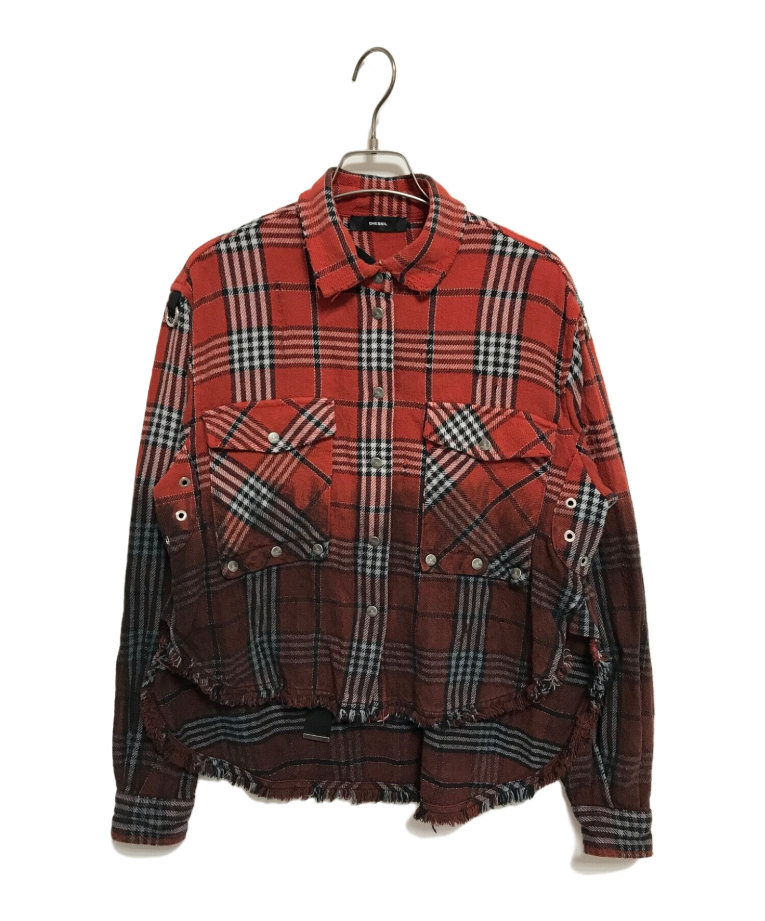 中古・古着通販】DIESEL (ディーゼル) クラッシュグラデーションチェックシャツ レッド サイズ:S｜ブランド・古着通販  トレファク公式【TREFAC FASHION】スマホサイト