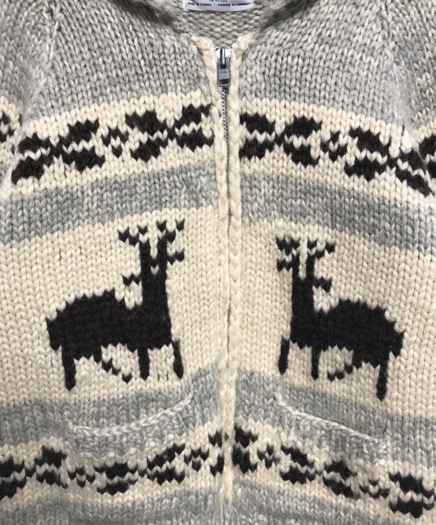 中古・古着通販】CANADIAN SWEATER (カナディアンセーター) カウチンジップカーディガン アイボリー サイズ:不明｜ブランド・古着通販  トレファク公式【TREFAC FASHION】スマホサイト