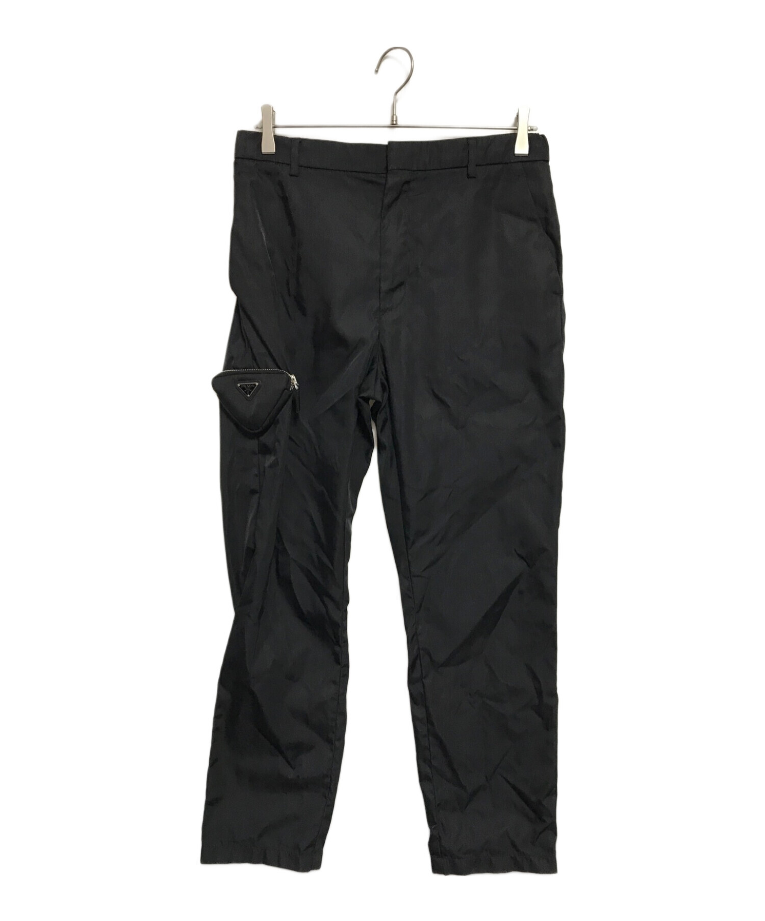 PRADA (プラダ) Re Nylonプレートポケットデザインロングパンツ ブラック サイズ:46