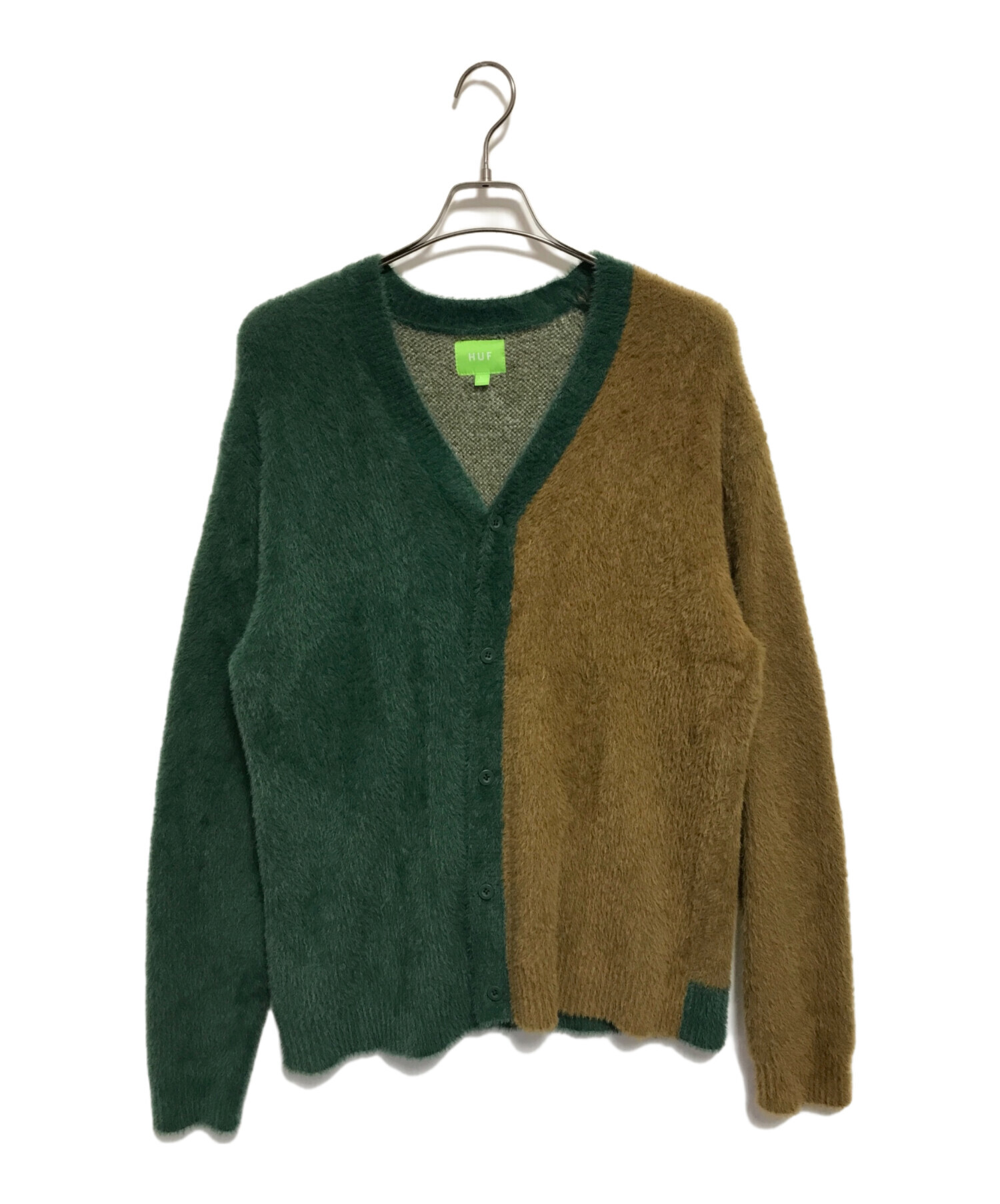 HUF (ハフ) Feels Good Cardigan ベージュ×グリーン サイズ:L