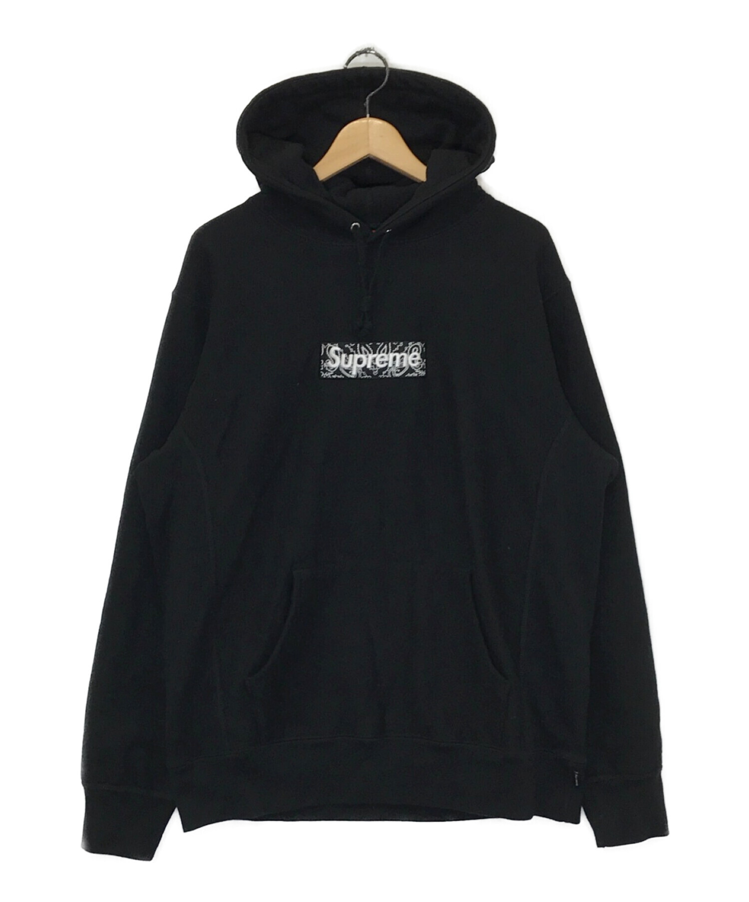 SUPREME (シュプリーム) バンダナ ボックス ロゴ フーディッド スウェットシャツ ブラック サイズ:L