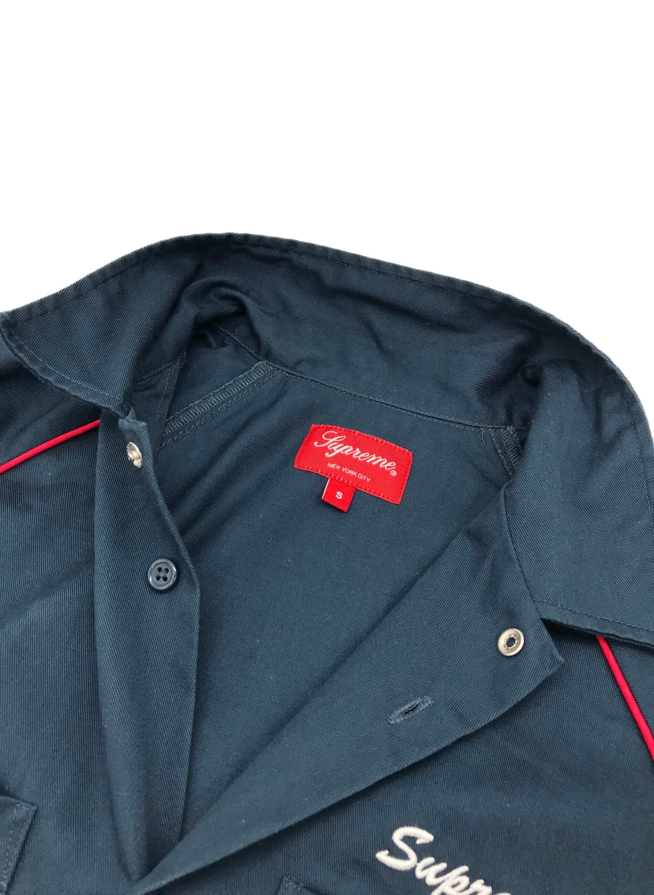 Supreme (シュプリーム) Fuck Everything S/S Work Shirt ネイビー サイズ:S