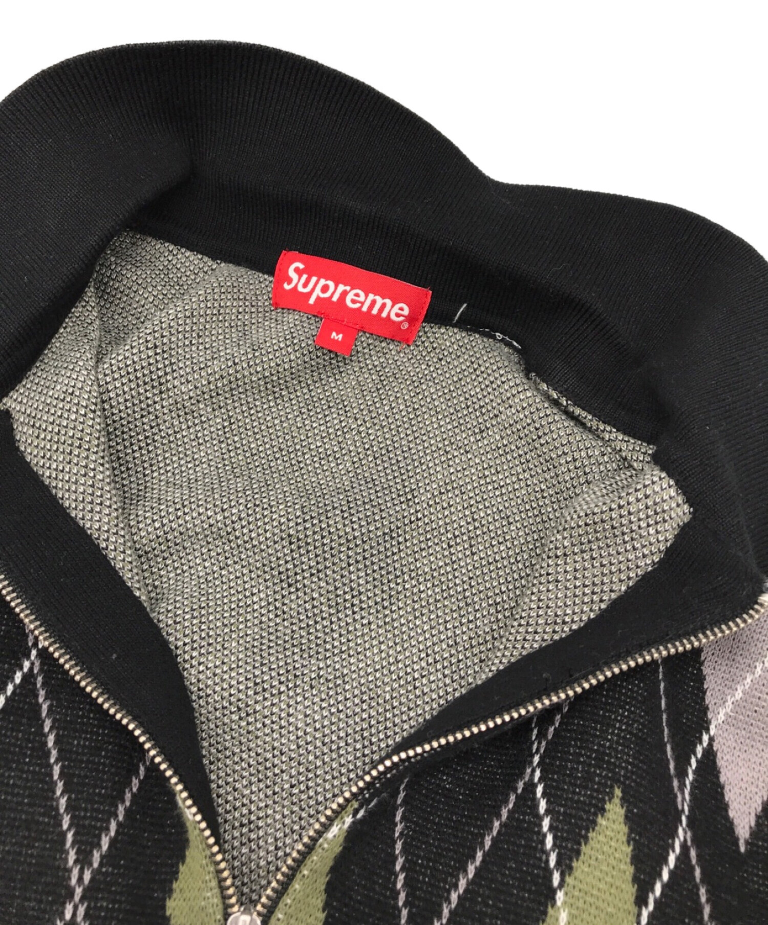 中古・古着通販】SUPREME (シュプリーム) Argyle Zip Polo ブラック