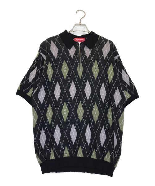 中古・古着通販】SUPREME (シュプリーム) Argyle Zip Polo ブラック