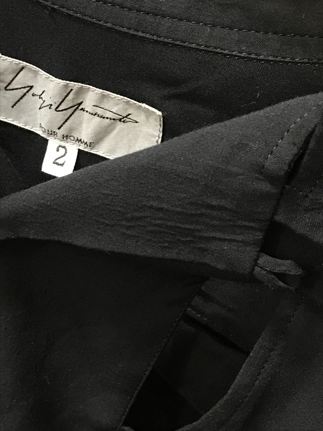 Yohji Yamamoto pour homme (ヨウジヤマモト プールオム) レーヨン胸スリットデザインシャツ ブラック サイズ:2