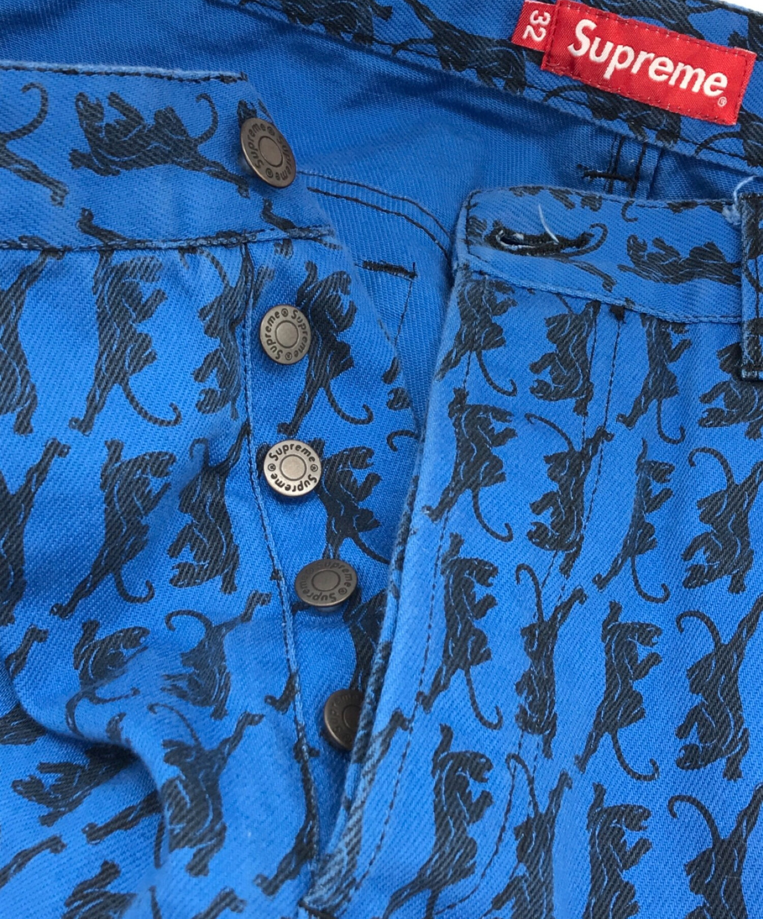 中古・古着通販】Supreme (シュプリーム) パンサー柄パンツ ブルー