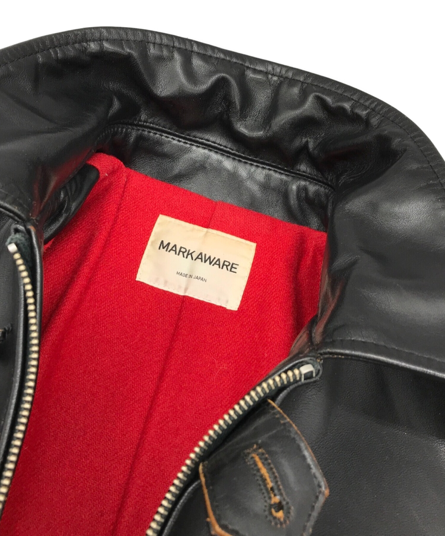 MARKAWARE (マーカウェア) ホースハイドシングルライダースレザージャケット ブラック サイズ:2