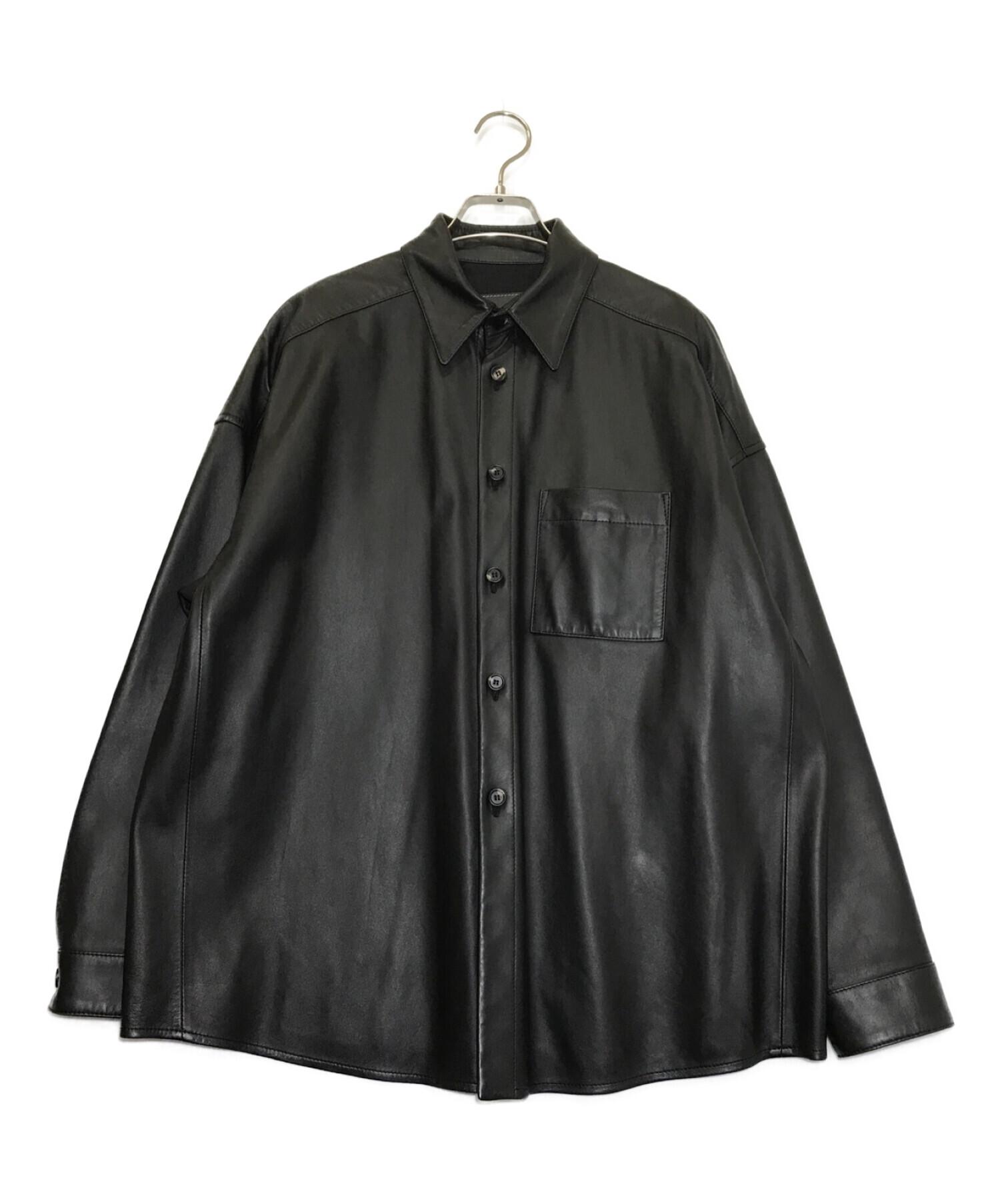 【美品】Marni マルニ オーバーサイズ レザーシャツ 46 ブラック