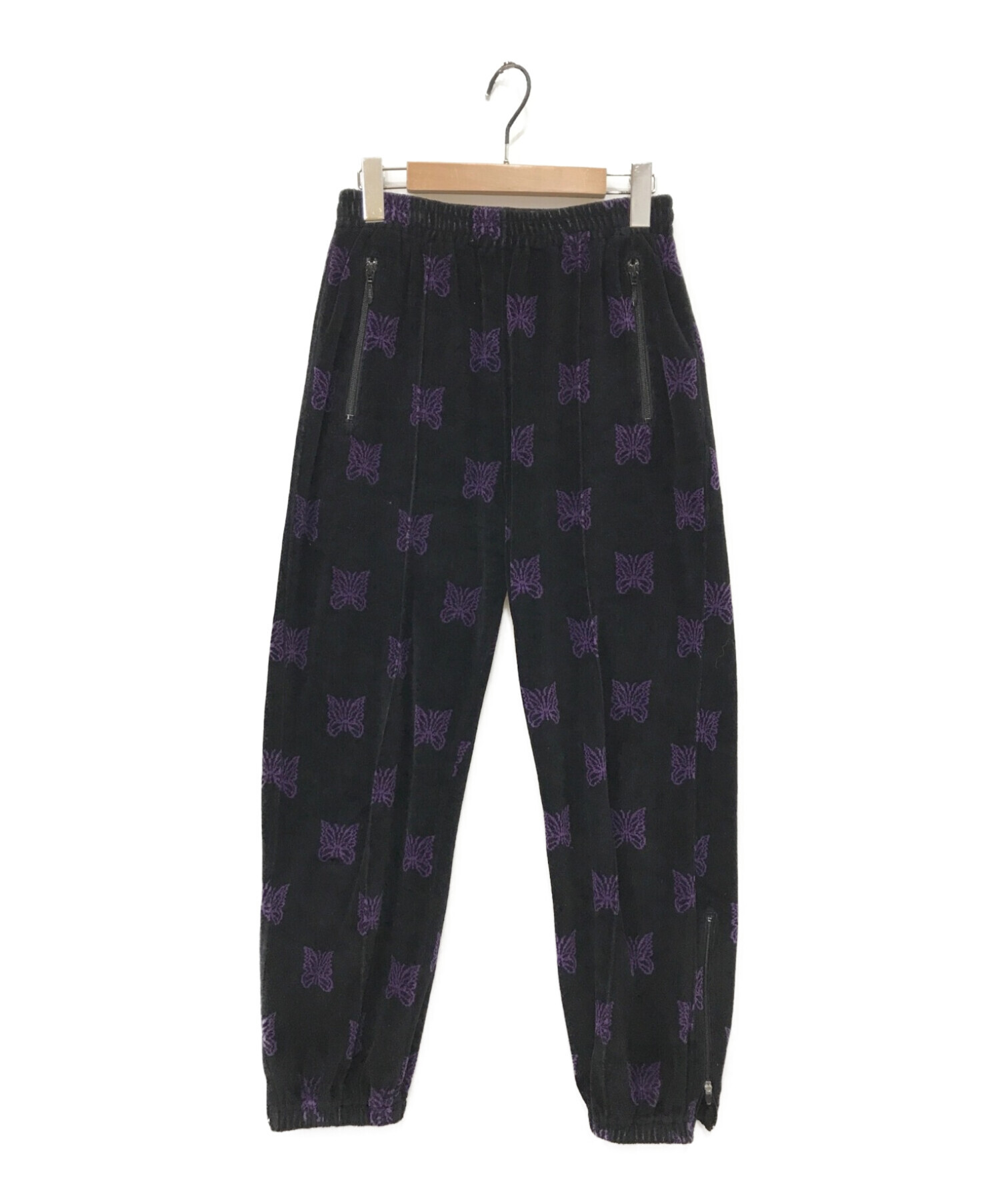 Needles (ニードルス) ZIPPED TRACK PANT C/PE PAPILLON VELOUR ブラック サイズ:XS