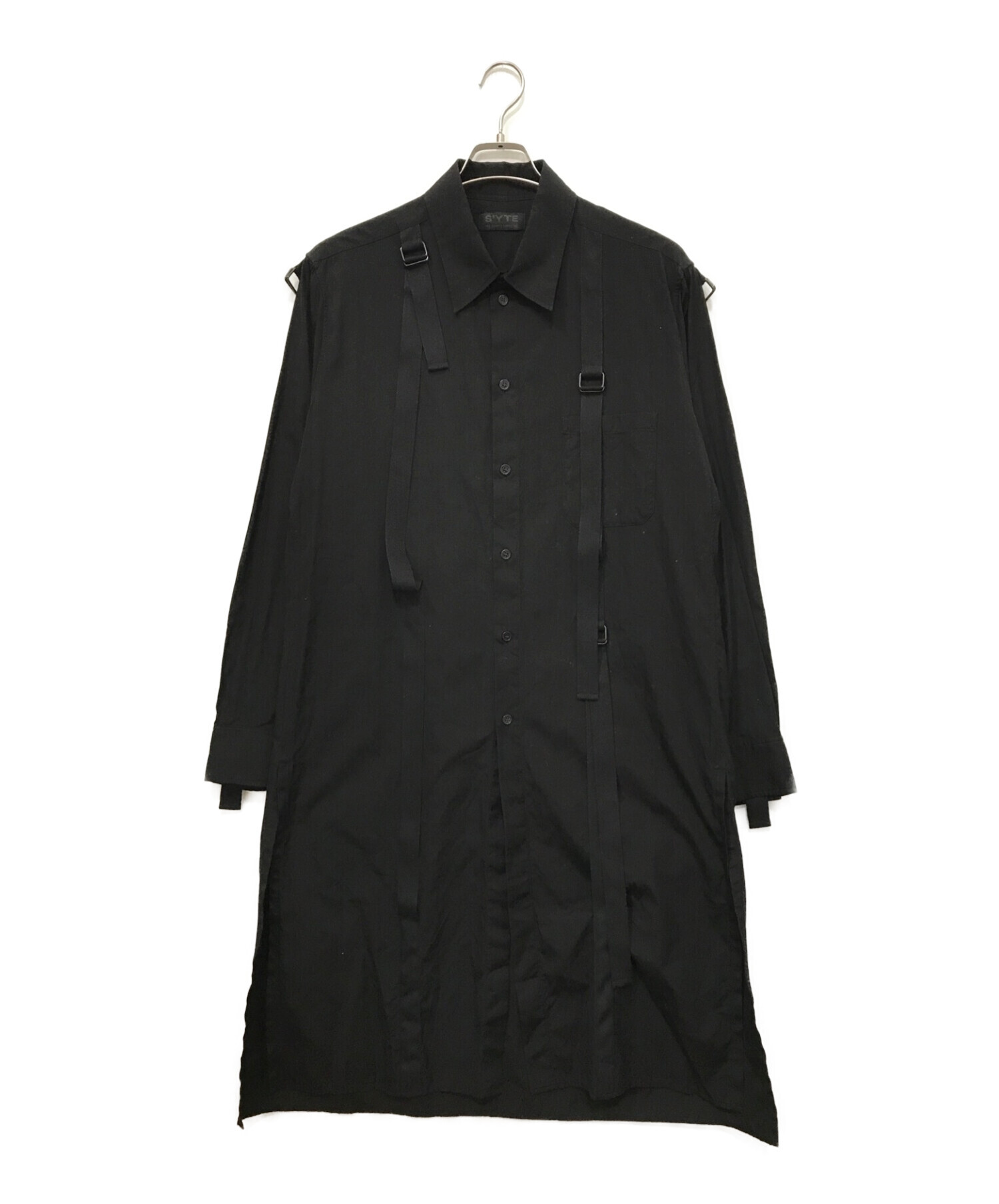 s'yte (サイト) ブロードボンテージレギュラーロングシャツ ブラック サイズ:3