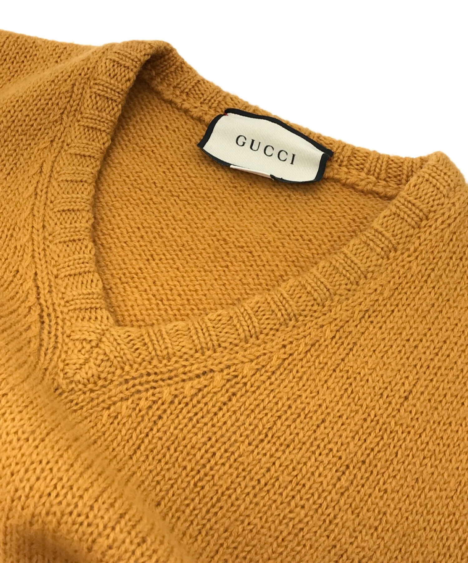 中古・古着通販】GUCCI (グッチ) ggロゴパッチニット イエロー サイズ