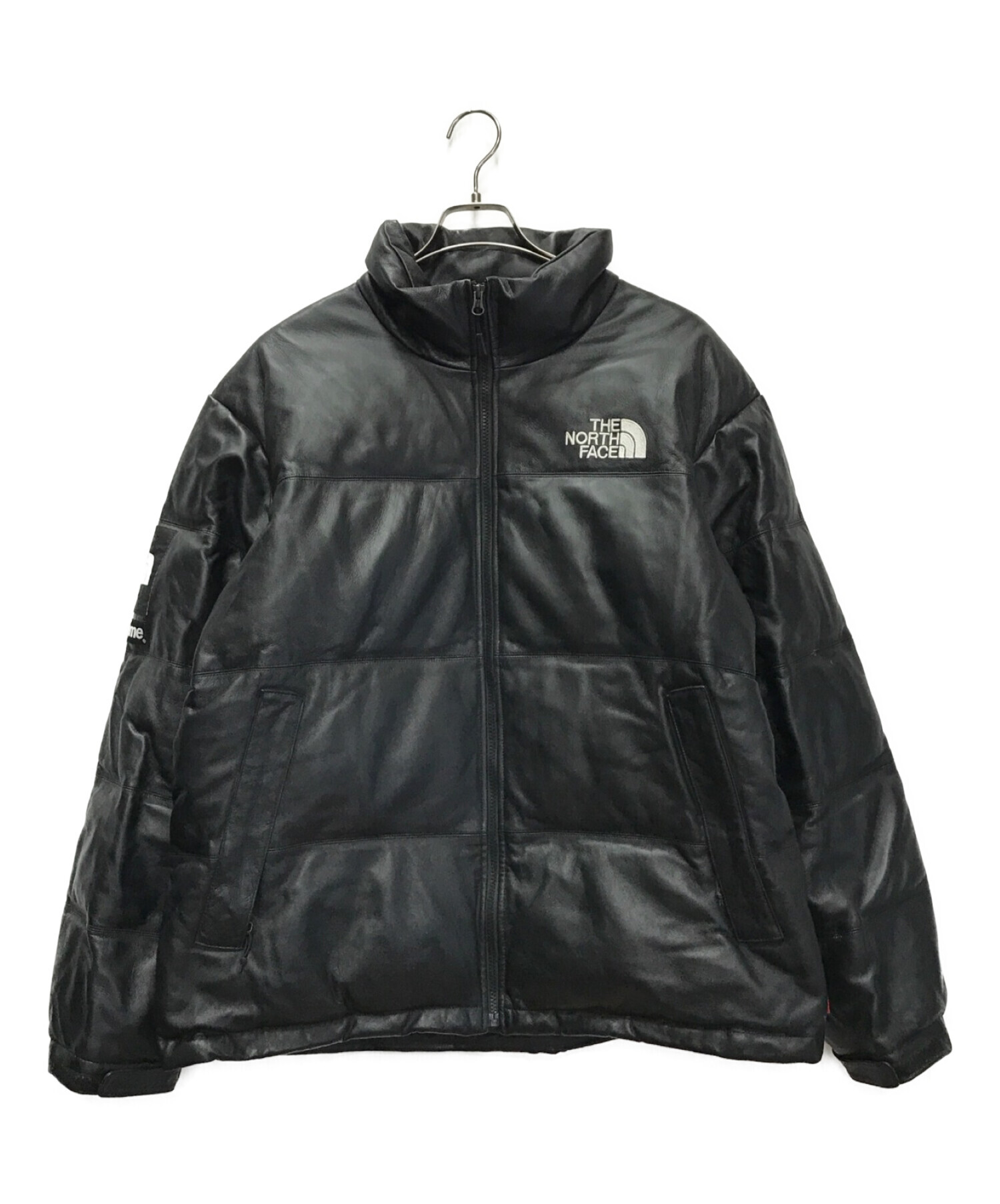 SUPREME (シュプリーム) THE NORTH FACE (ザノースフェイス) Leather Nuptse Jacket ブラック サイズ:XL