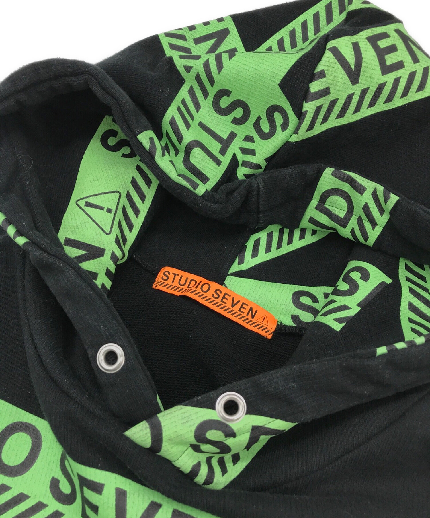 STUDIO SEVEN (スタジオ セブン) Full Green Caution Hoodie ブラック サイズ:M