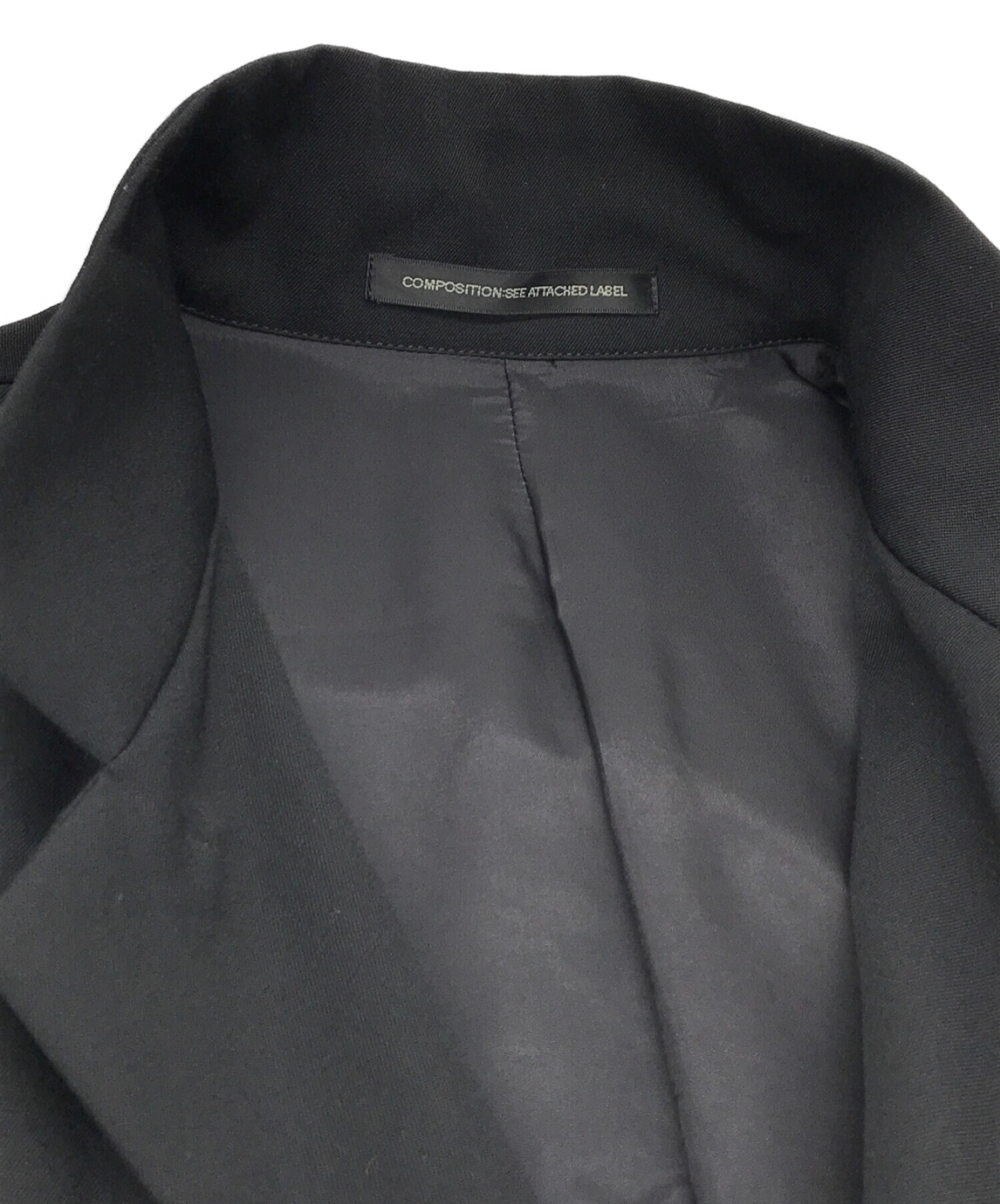 Y's (ワイズ) ウールギャバステンカラーコート ブラック サイズ:2