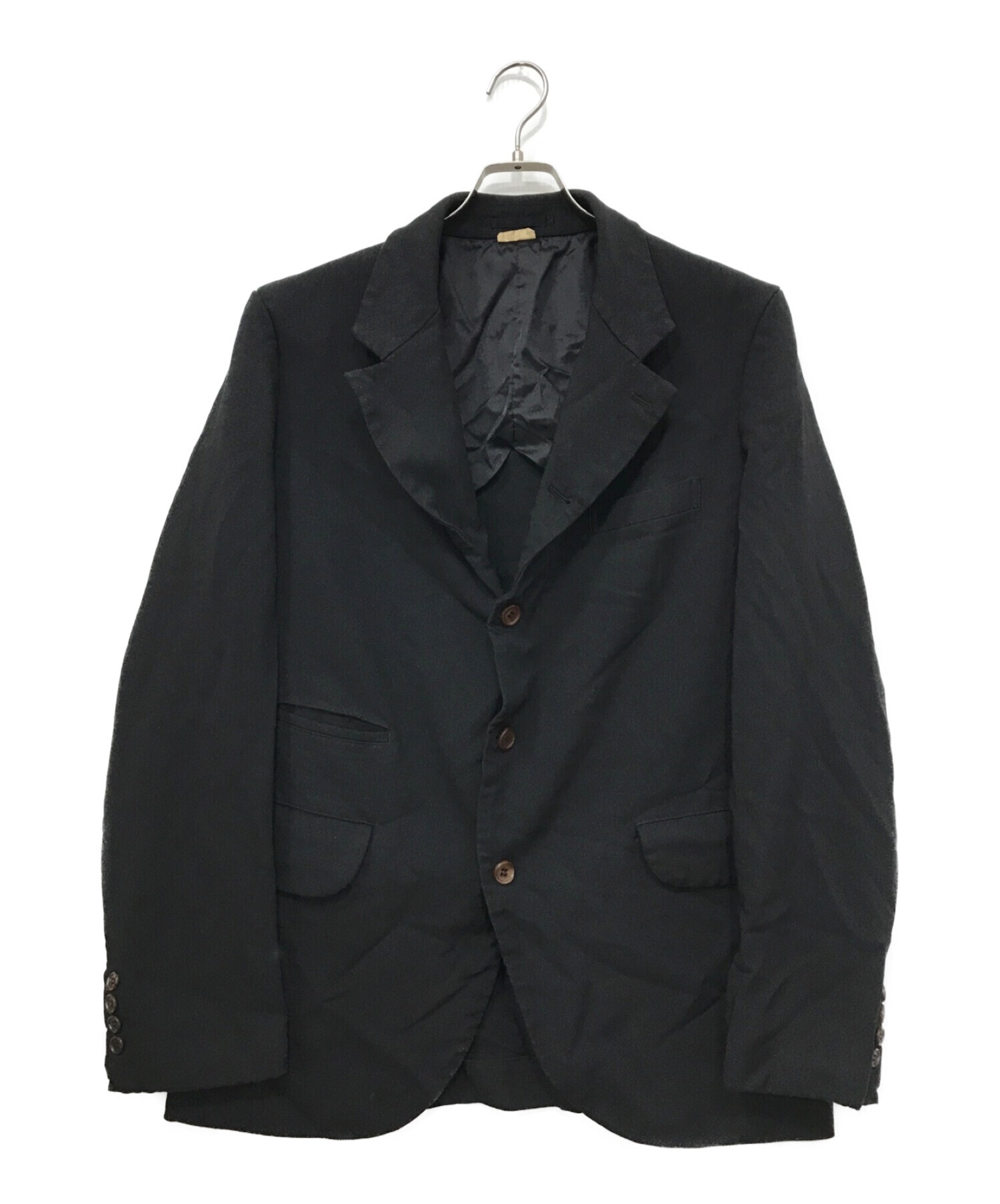 COMME des GARCONS HOMME DEUX (コムデギャルソン オム ドゥ) エステル加工糸サージ製品染ジャケット ブラック サイズ:M